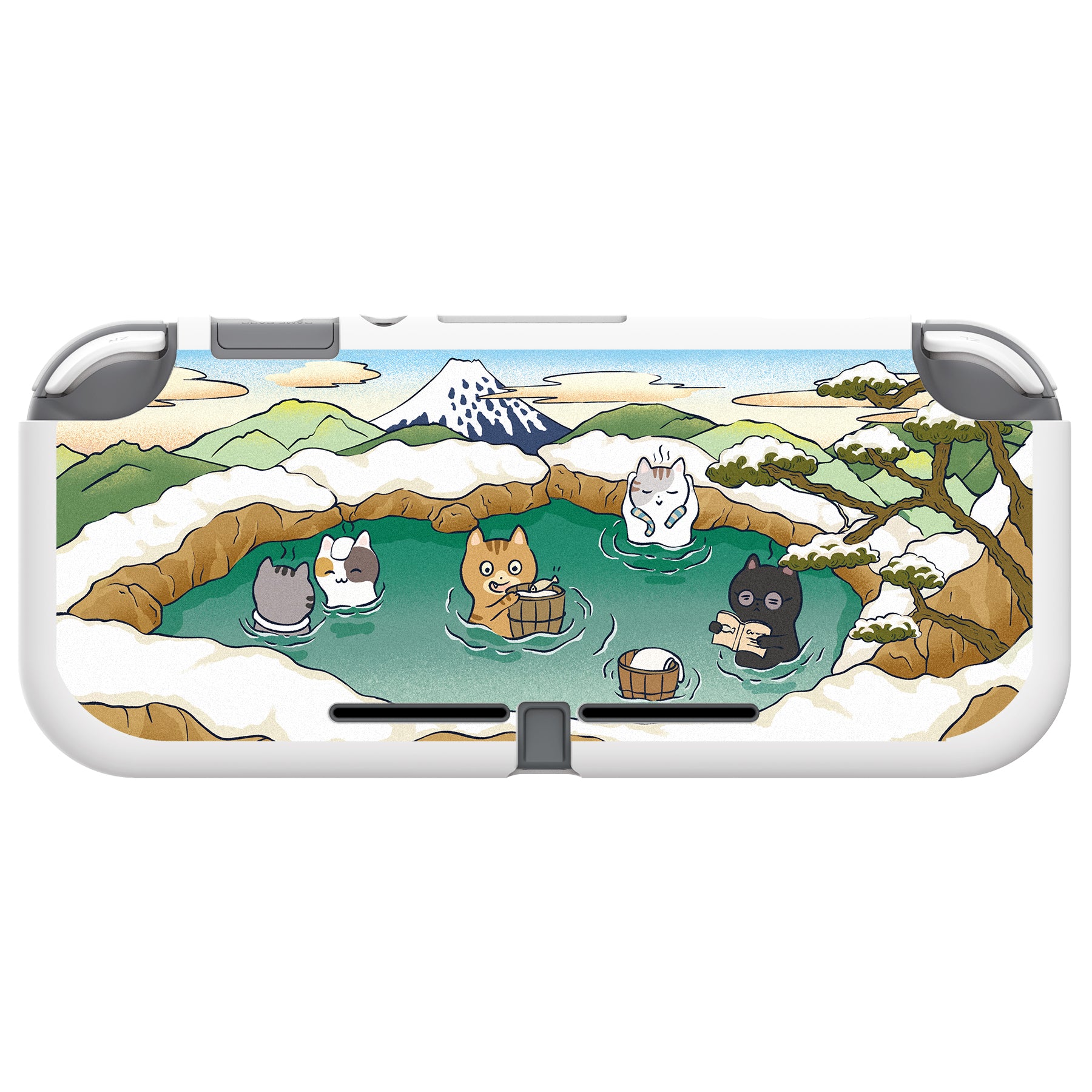 PlayVital Hot Spring Kitties Custom Protective Case for NS Switch Lite, Soft TPU Slim Case Cover for NS Switch Lite - LTU6023 PlayVital