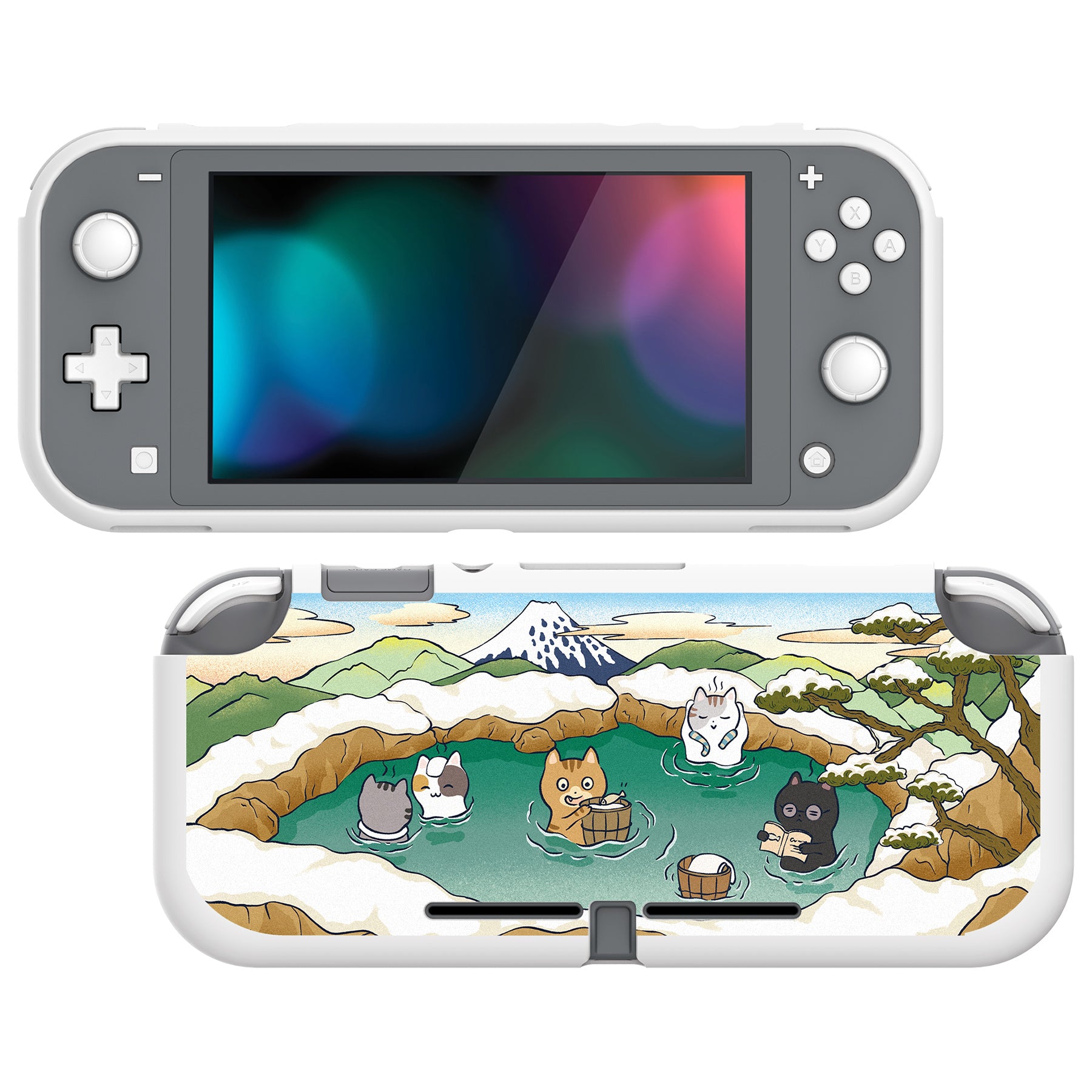 PlayVital Nintendo Switch Lite Custom Protective Case - Hot Spring Kitties