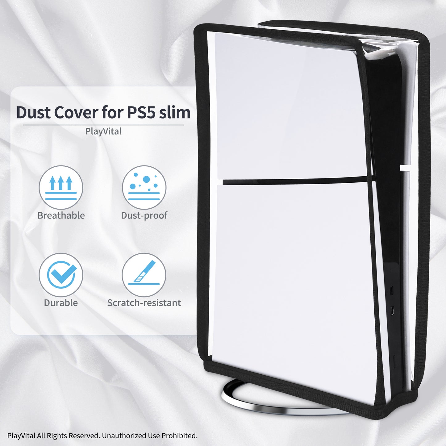 PlayVital Vertical Dust Cover for ps5 Slim Digital Edition(The New Smaller Design), Transparent Dust Proof Protector Waterproof Cover Sleeve for ps5 Slim Console - JKSPFM003 PlayVital