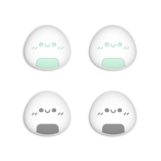 PlayVital Onigiri Joystick Caps for NS Switch, Thumbstick Caps for NS Switch Lite, Analog Cover for Joycon of Switch OLED, Thumb Grip Caps for NS Switch & NS Switch Lite & NS Switch OLED - Gray & Seafoam Green - NJM1156 playvital