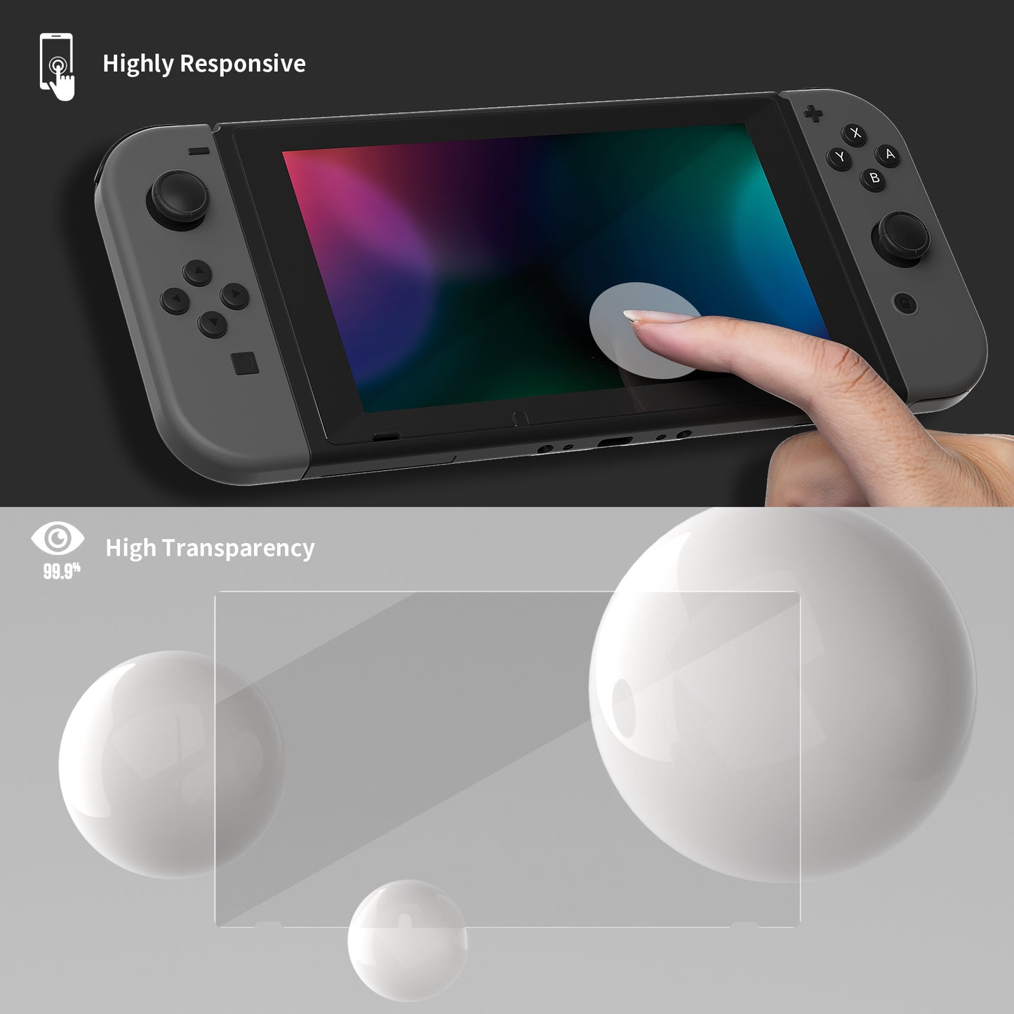 2 Pack Transparent Clear HD Saver Protector Film, Tempered Glass Screen Protector for Nintendo Switch [Anti-Scratch, Anti-Fingerprint, Shatterproof, Bubble-Free] - NSPJ0710 playvital