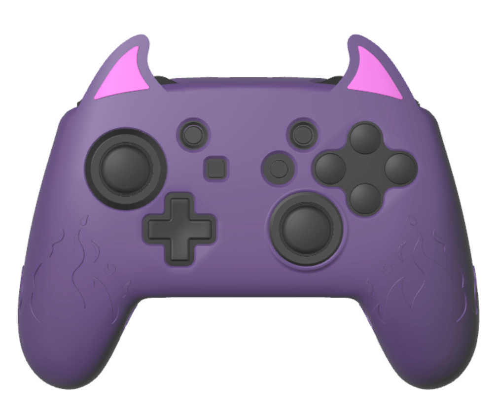 PlayVital Cute Demon Silicone Grip Cover with Thumb Grips and Stickers for Nintendo Switch Pro Controller - Purple - AMDNPP001 PlayVital