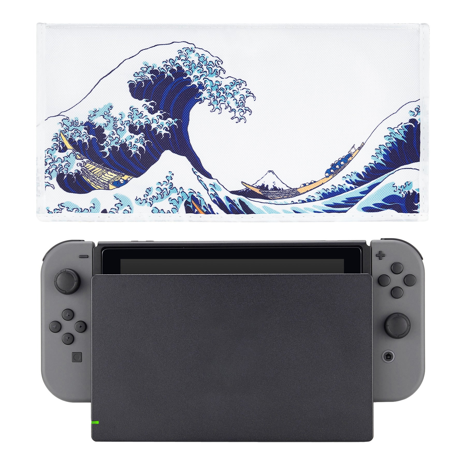 PlayVital Nylon Dust Cover, Soft Neat Lining Dust Guard, Anti Scratch Waterproof Cover Sleeve for Nintendo Switch & Switch OLED Charging Dock - The Great Wave - NTA8011 PlayVital