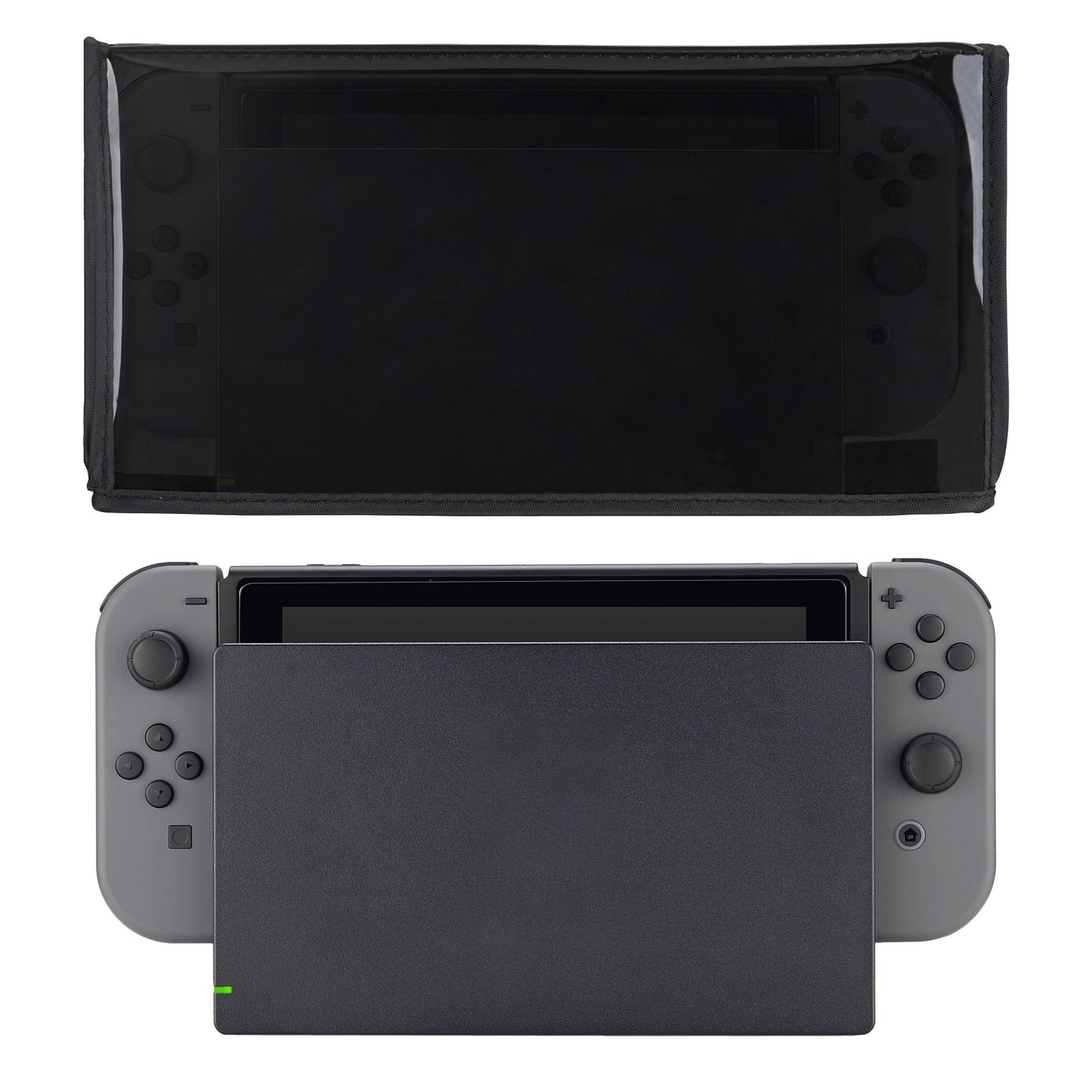 PlayVital Nylon Dust Cover, Soft Neat Lining Dust Guard, Anti Scratch Waterproof Cover Sleeve for Nintendo Switch & Switch OLED Charging Dock - Clear Black - NTA8013 PlayVital