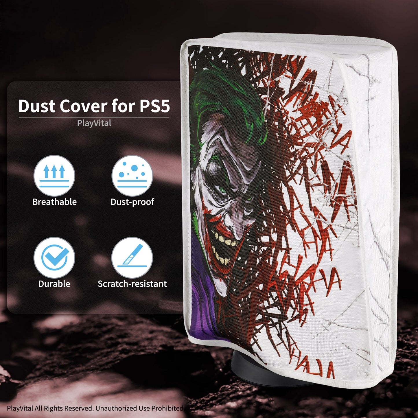 PlayVital Dust Cover for ps5, Soft Neat Lining Dust Guard for ps5 Console, Anti Scratch Waterproof Cover Sleeve for ps5 Console Digital Edition & Disc Edition - Clown Hahaha - PFPJ113 PlayVital