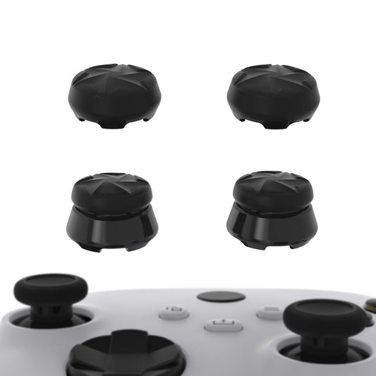 PlayVital Thumbs Pro HURRICANE Thumbstick Extender for Xbox Core Controller, for Xbox Series X/S Controller, Joystick Caps for Xbox One Controller - 2 High Raise & 2 Mid Raise Concave - Black - PJM5005 PlayVital