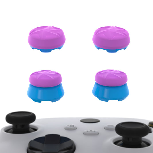 PlayVital Thumbs Pro HURRICANE Thumbstick Extender for Xbox Core Controller, for Xbox Series X/S Controller, Joystick Caps for Xbox One Controller - 2 High Raise & 2 Mid Raise Concave - Orchid Purple & Heaven Blue - PJM5008 PlayVital