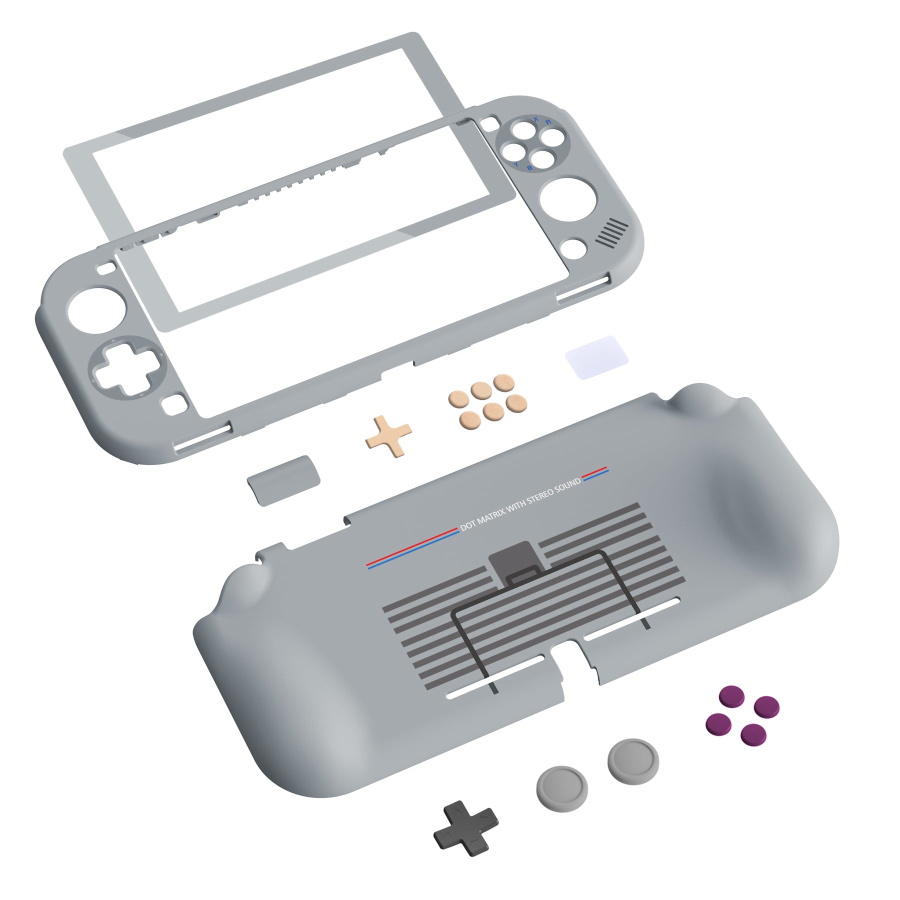 PlayVital ZealProtect Hard Shell Protective Case with Screen Protector & Thumb Grip Caps & Button Caps for Nintendo Switch Lite - Classic 1989 GB DMG-01 - PSLYY7005 PlayVital