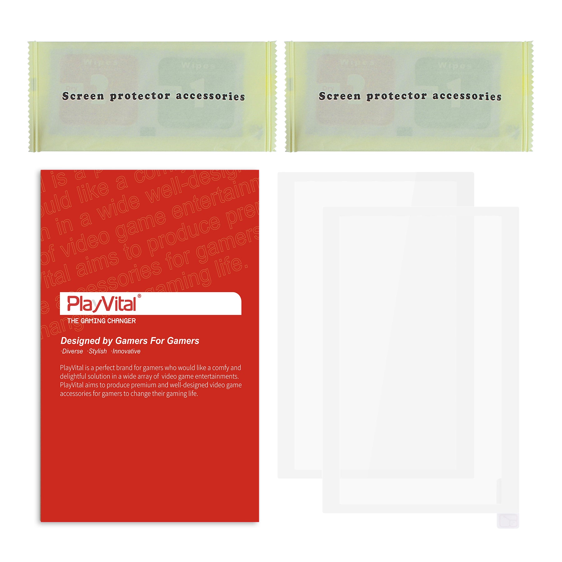 PlayVital 2 Pack 7 inch Transparent HD Clear Protector Film, Tempered Glass Screen Protector for ROG Ally X 2024 & ROG Ally 2023 - White Border - EBLRG001 PlayVital