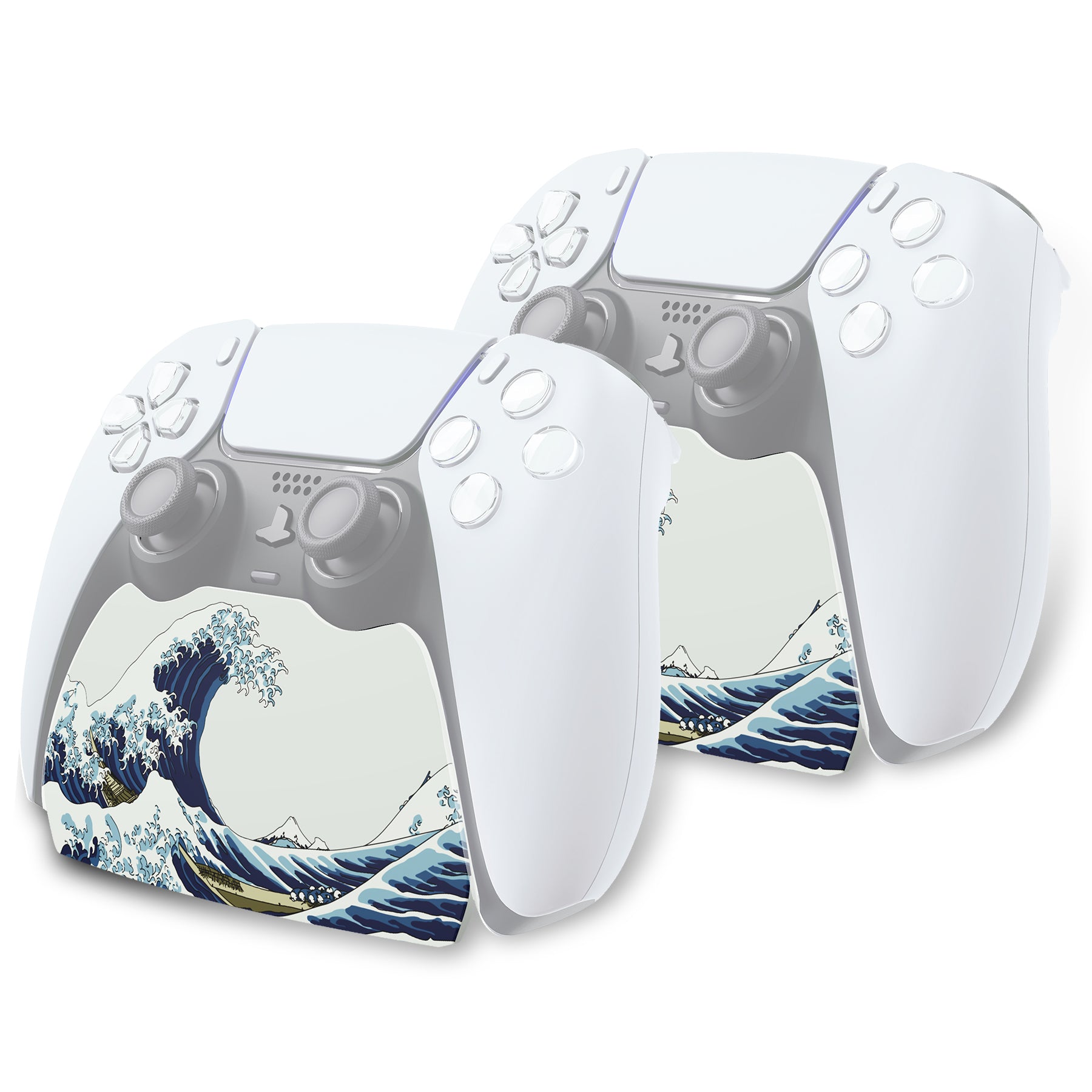 PlayVital 2 Pack Controller Display Stand for PS5 Controller Gamepad Stand Desk Holder with Rubber Pads - The Great Wave PlayVital