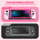 PlayVital 2 Pack Transparent HD Clear Saver Protector Film, Tempered Glass Screen Protector for Nintendo Switch - Bright Pink Border