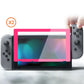 PlayVital 2 Pack Transparent HD Clear Saver Protector Film, Tempered Glass Screen Protector for Nintendo Switch - Bright Pink Border