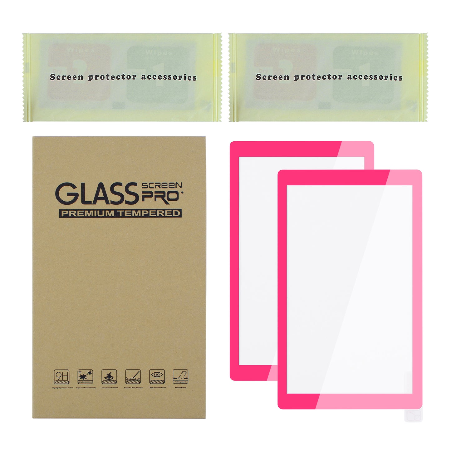 PlayVital 2 Pack Transparent HD Clear Saver Protector Film, Tempered Glass Screen Protector for Nintendo Switch Lite - Bright Pink