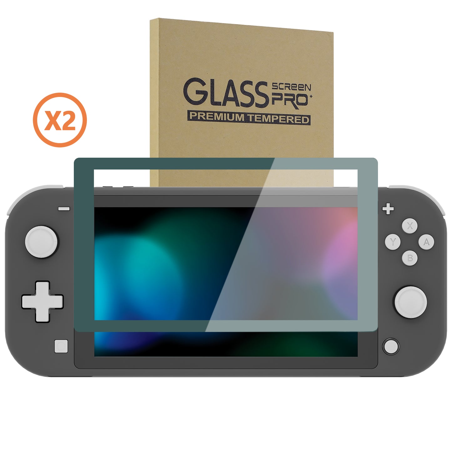 PlayVital 2 Pack Transparent HD Clear Saver Protector Film, Tempered Glass Screen Protector for Nintendo Switch Lite - Hunter Green