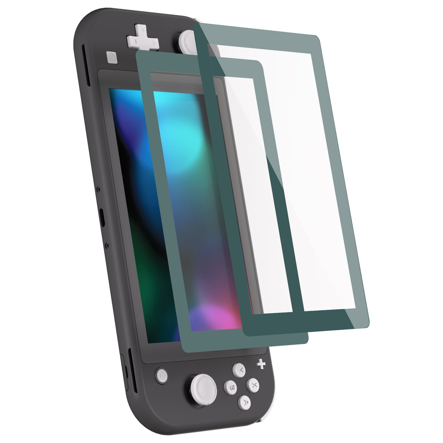 PlayVital 2 Pack Transparent HD Clear Saver Protector Film, Tempered Glass Screen Protector for Nintendo Switch Lite - Hunter Green