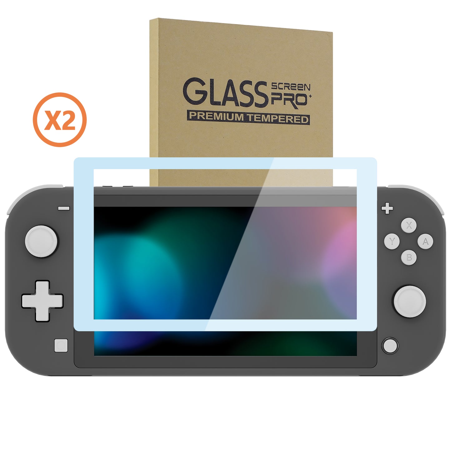 PlayVital 2 Pack Transparent HD Clear Saver Protector Film, Tempered Glass Screen Protector for Nintendo Switch Lite - Sky Blue