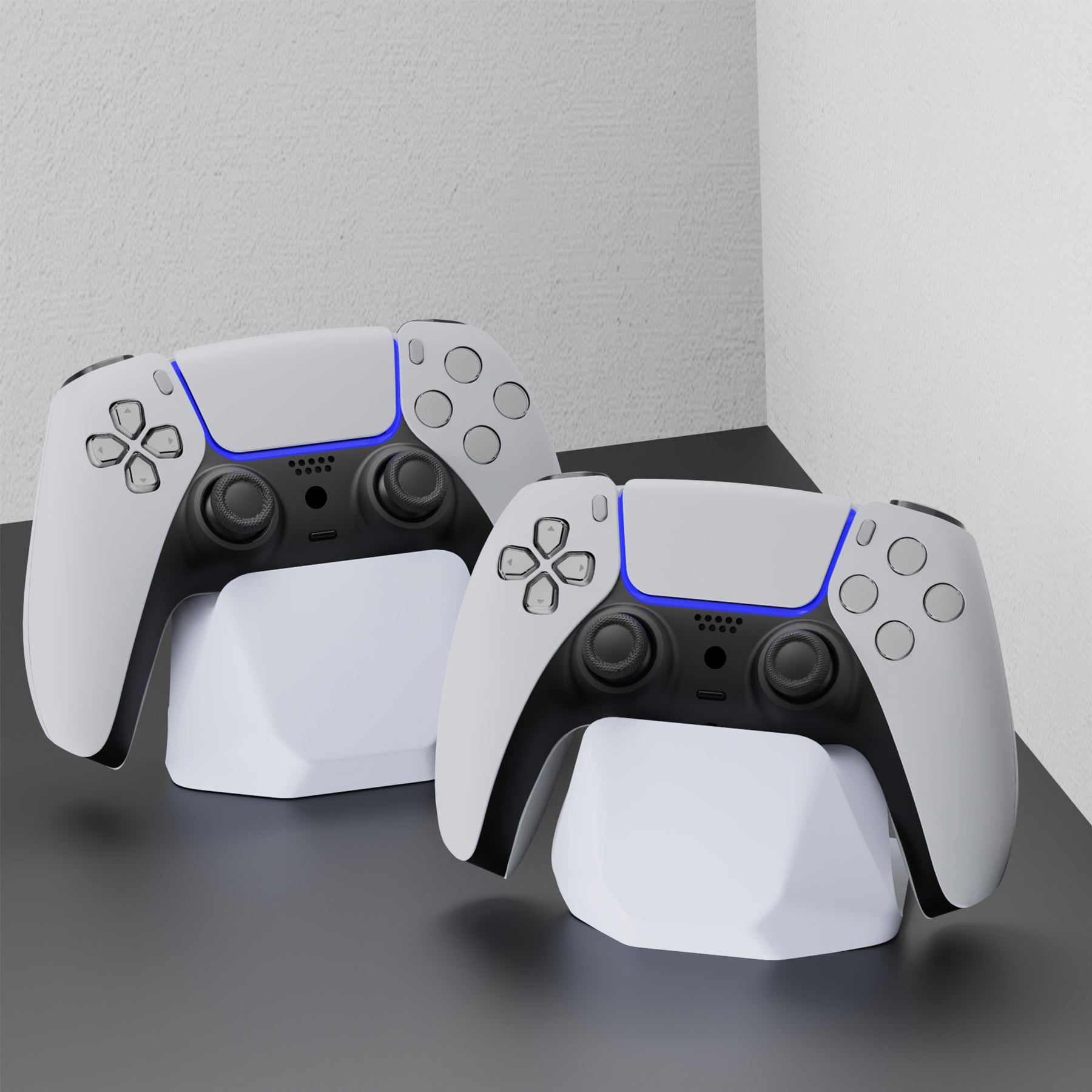 PlayVital 2 Pack Universal Game Controller Display Stand for PS5 & PS4 & Switch Pro & Xbox Series X/S Controller - White PlayVital