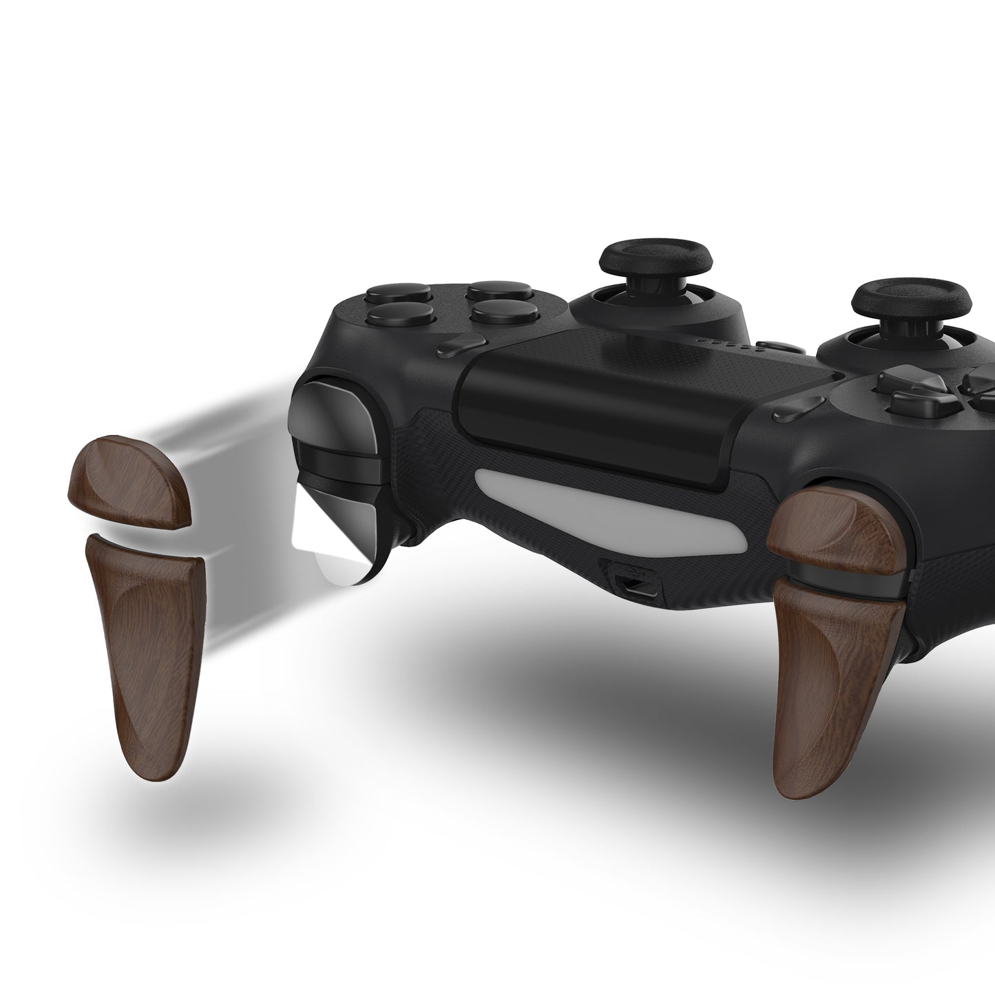 PlayVital 2 Pair Shoulder Buttons Extension Triggers for PS4 All Model Controller, Game Improvement Adjusters for PS4 Controller, Bumper Trigger Extenders for PS4 Slim Pro Controller - Wood Grain - P4PJ005 PlayVital