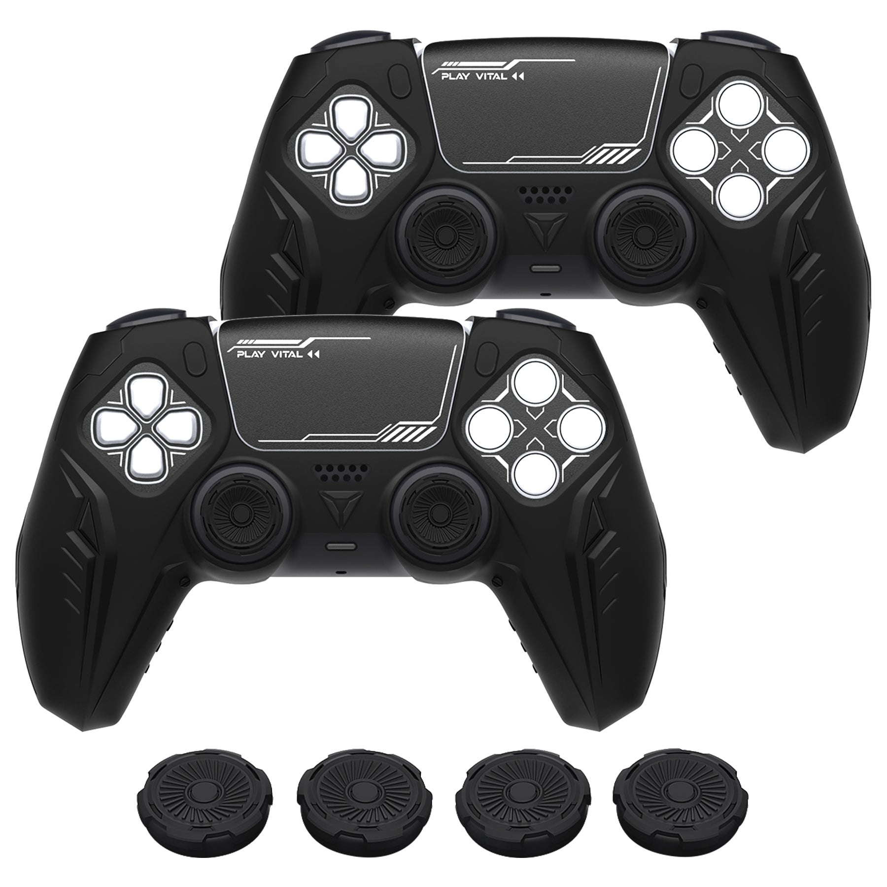 PlayVital Futuristic CyberMech Design Silicone Grip Skin with Thumb Grips for PS5 Wireless Controller, Compatible with PS5 Official Charging Dock - Black - CHXPFP001 (Copy) PlayVital