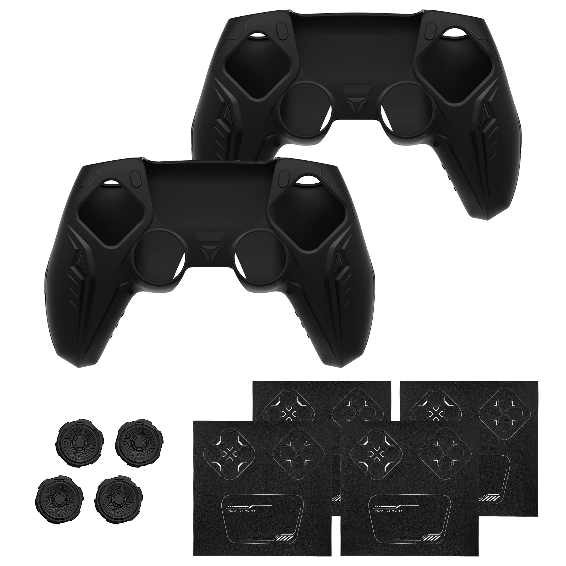 PlayVital Futuristic CyberMech Design Silicone Grip Skin with Thumb Grips for PS5 Wireless Controller, Compatible with PS5 Official Charging Dock - Black - CHXPFP001 (Copy) PlayVital