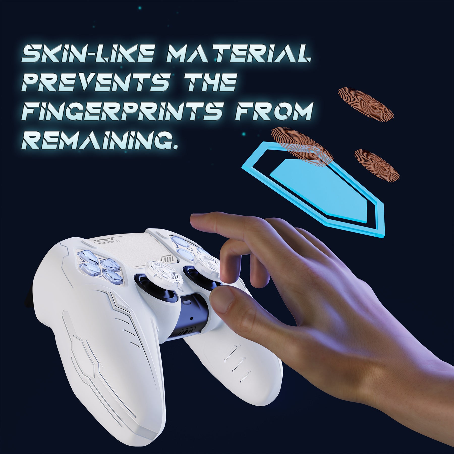 PlayVital 2 Set Futuristic CyberMech Design Silicone Case with Thumb Grips for PS5 Wireless Controller, Compatible with PS5 Official Charging Dock - White - CHXPFP007 PlayVital