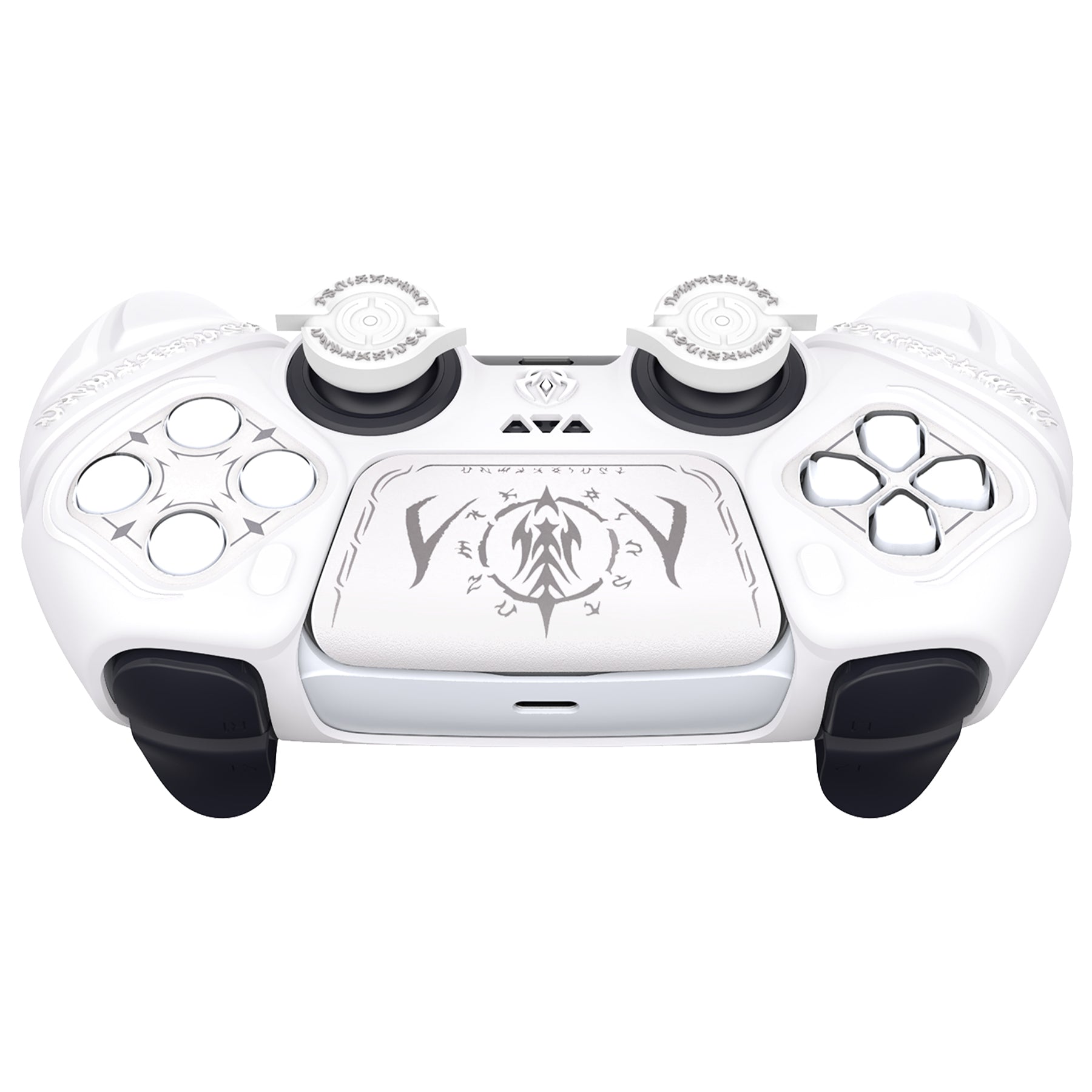 PlayVital 2 Set Runes Edition Silicone Cover Skin for PS5 Controller with Thumb Grips & Touchpad Skin & D-pad Area Sticker, Compatible with PS5 Charging Dock - Black - FVEPFP005 (Copy) PlayVital