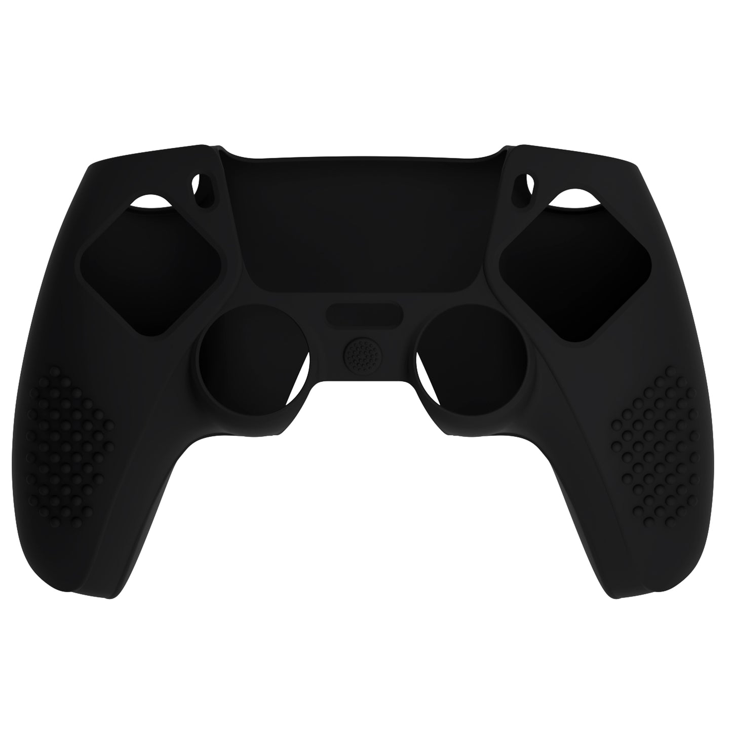 PlayVital 2 Set Upgraded 3D Studded Edition Anti-Slip Silicone Cover Skin with 6 Thumb Grips & 2 Stickers for PS5 Controller, Compatible with Charging Dock - Black PlayVital