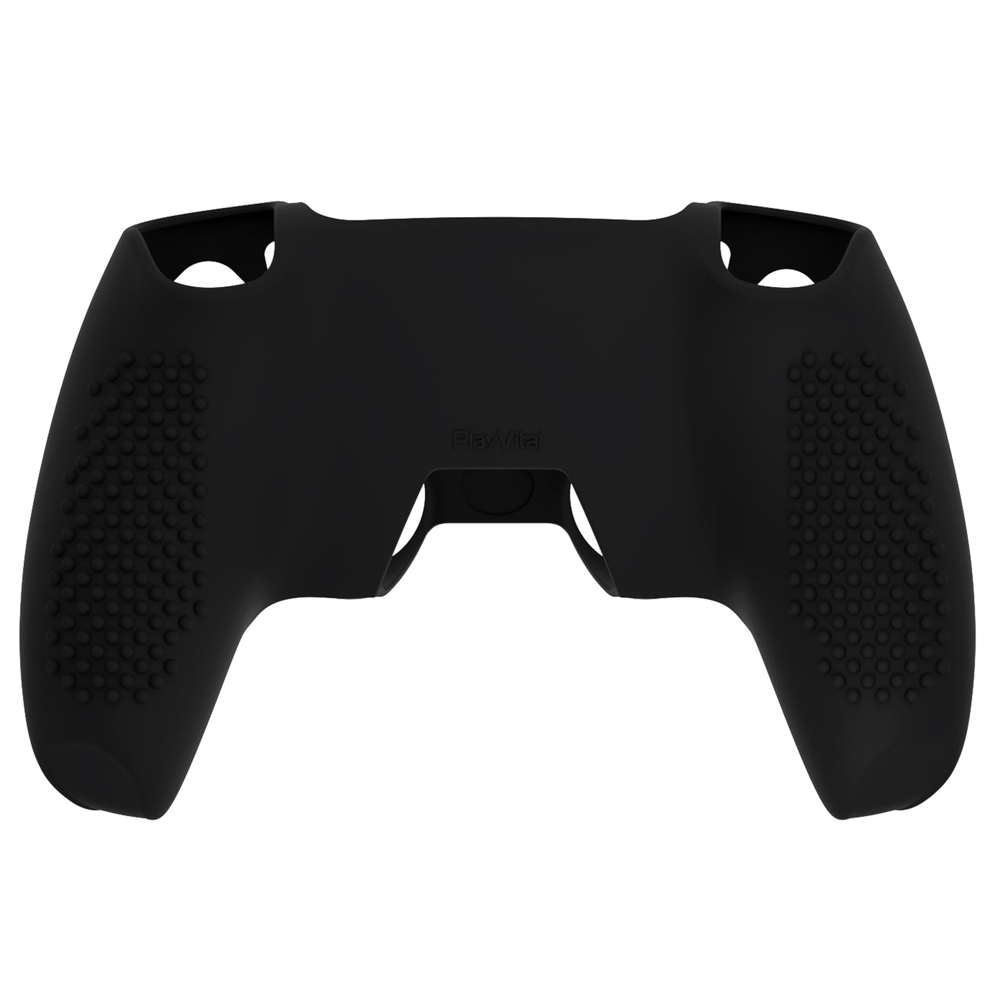 PlayVital 2 Set Upgraded 3D Studded Edition Anti-Slip Silicone Cover Skin with 6 Thumb Grips & 2 Stickers for PS5 Controller, Compatible with Charging Dock - Black PlayVital