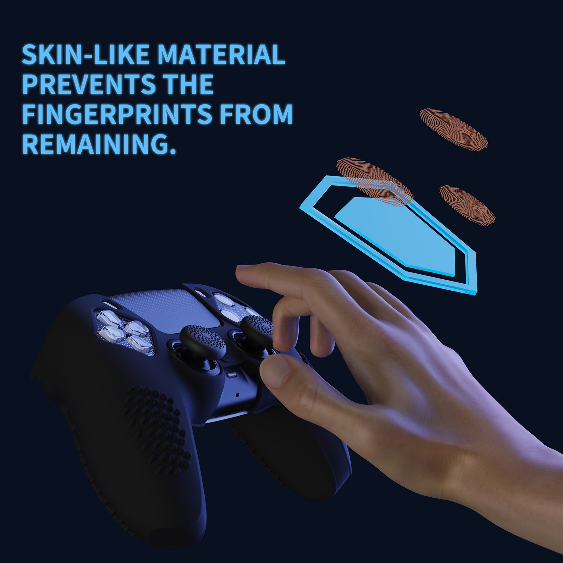 PlayVital 2 Set Upgraded 3D Studded Edition Anti-Slip Silicone Cover Skin with 6 Thumb Grips & 2 Stickers for PS5 Controller, Compatible with Charging Dock - Black PlayVital