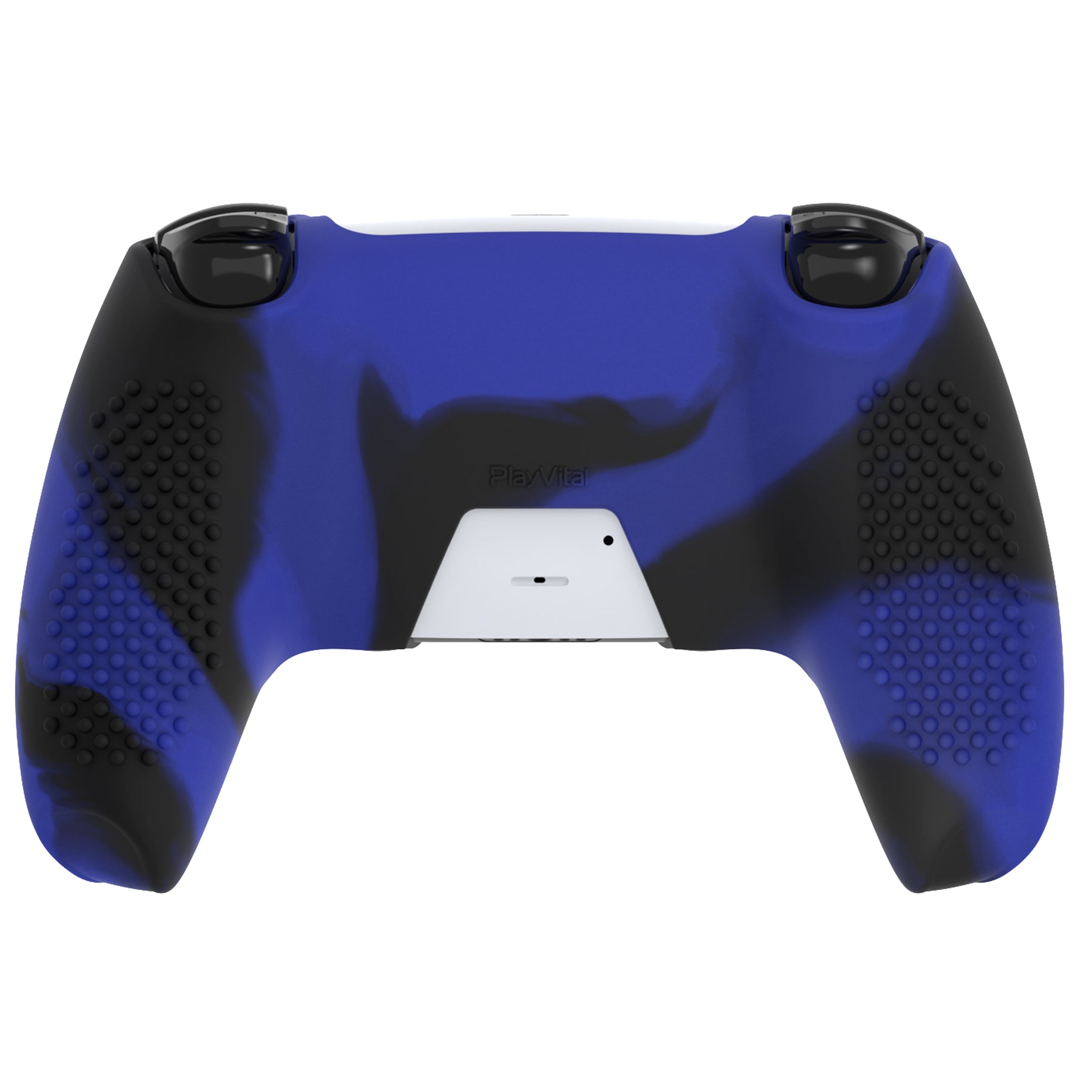 PlayVital 2 Set Upgraded 3D Studded Edition Anti-Slip Silicone Cover Skin with 6 Thumb Grips & 2 Stickers for PS5 Controller, Compatible with Charging Dock - Blue & Black PlayVital