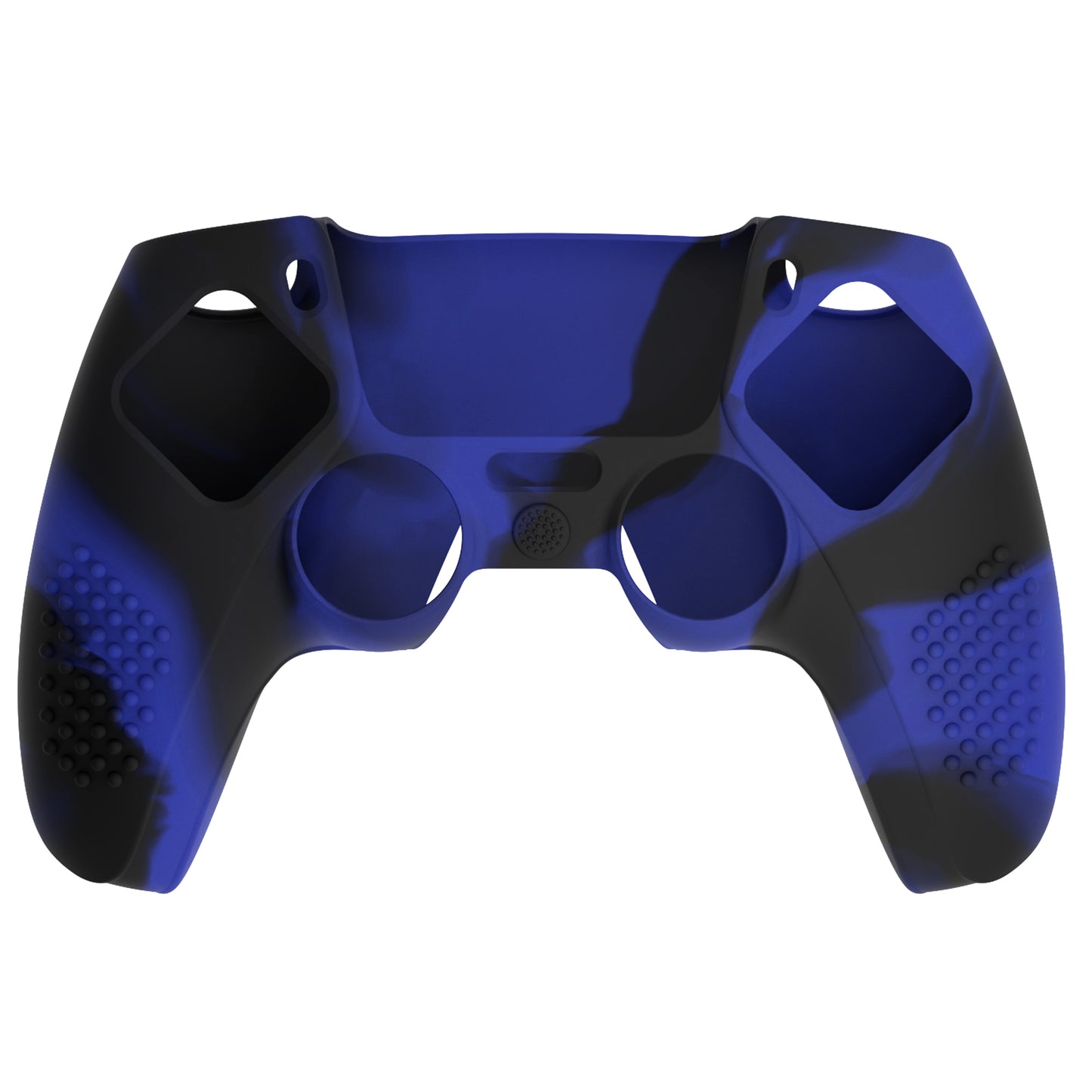 PlayVital 2 Set Upgraded 3D Studded Edition Anti-Slip Silicone Cover Skin with 6 Thumb Grips & 2 Stickers for PS5 Controller, Compatible with Charging Dock - Blue & Black PlayVital