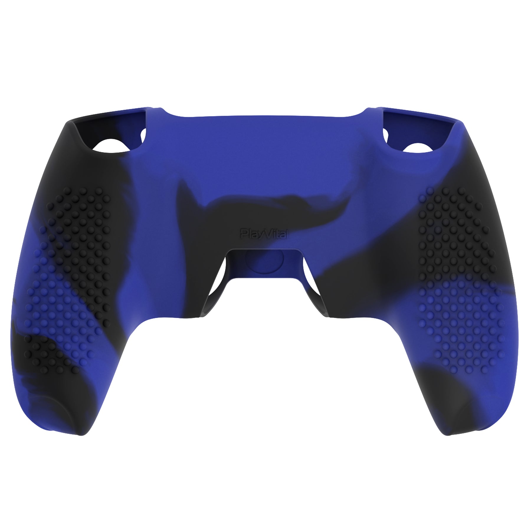 PlayVital 2 Set Upgraded 3D Studded Edition Anti-Slip Silicone Cover Skin with 6 Thumb Grips & 2 Stickers for PS5 Controller, Compatible with Charging Dock - Blue & Black PlayVital