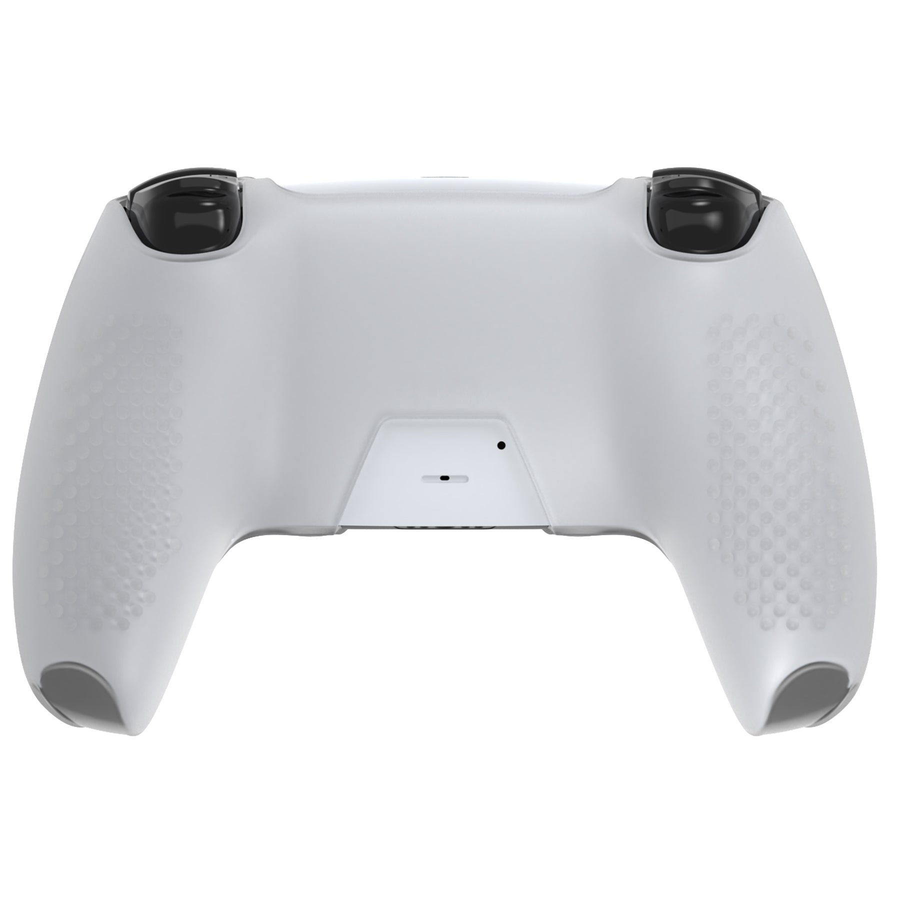 PlayVital 2 Set Upgraded 3D Studded Edition Anti-Slip Silicone Cover Skin with 6 Thumb Grips & 2 Stickers for PS5 Controller, Compatible with Charging Dock - Clear White PlayVital