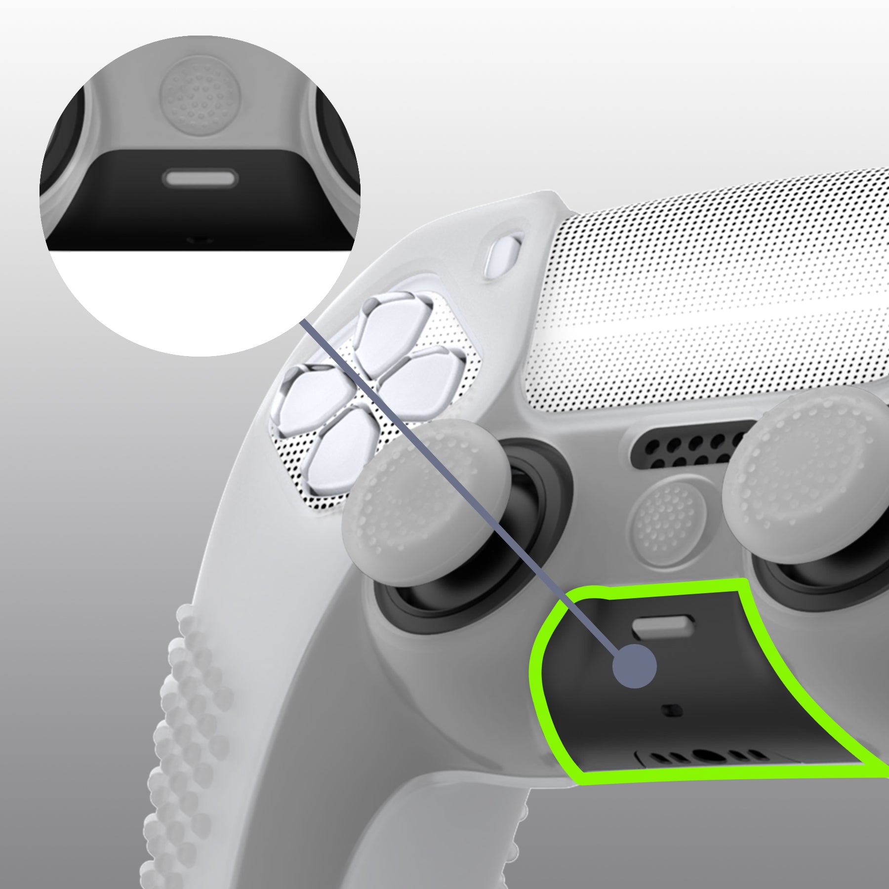 PlayVital 2 Set Upgraded 3D Studded Edition Anti-Slip Silicone Cover Skin with 6 Thumb Grips & 2 Stickers for PS5 Controller, Compatible with Charging Dock - Clear White PlayVital