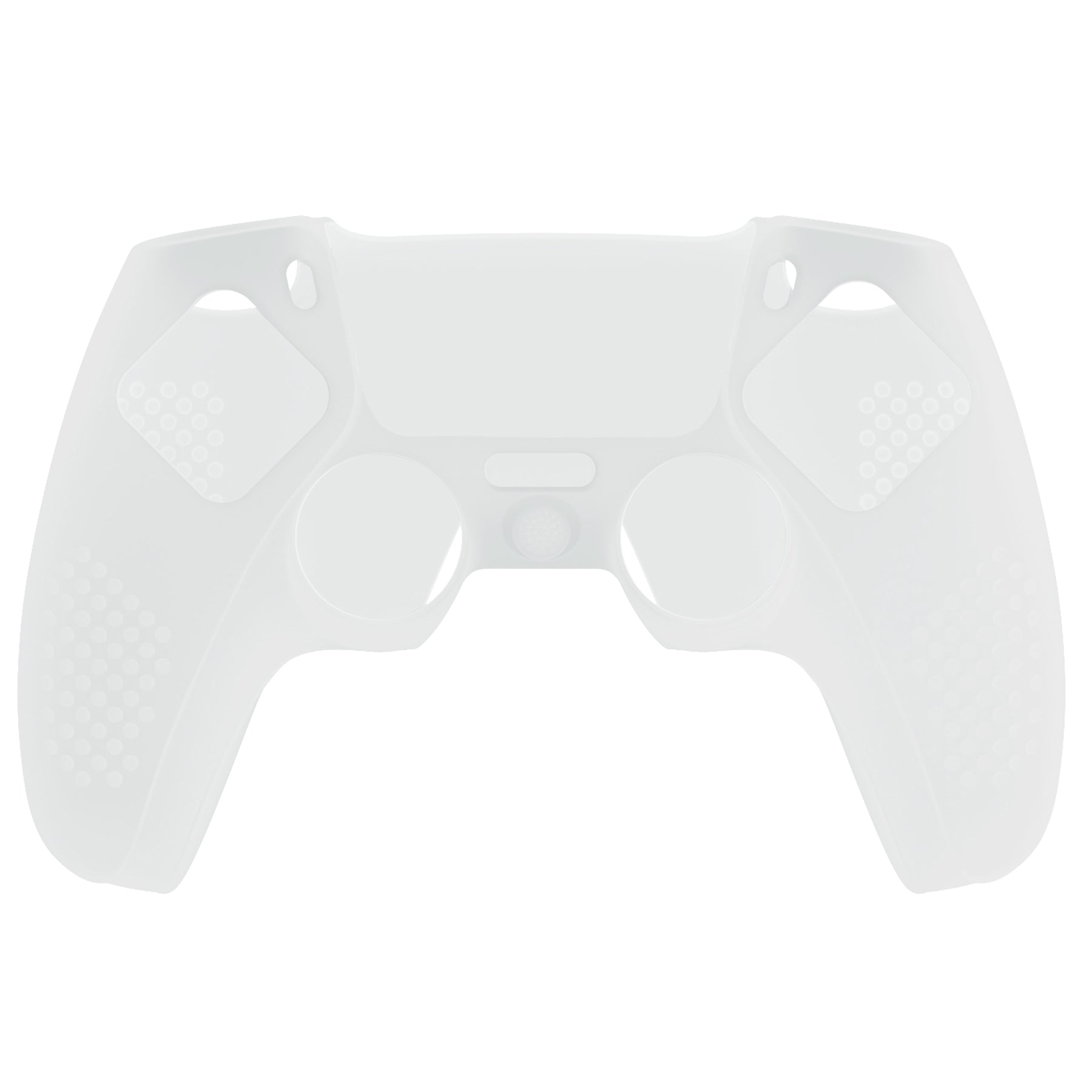 PlayVital 2 Set Upgraded 3D Studded Edition Anti-Slip Silicone Cover Skin with 6 Thumb Grips & 2 Stickers for PS5 Controller, Compatible with Charging Dock - Clear White PlayVital