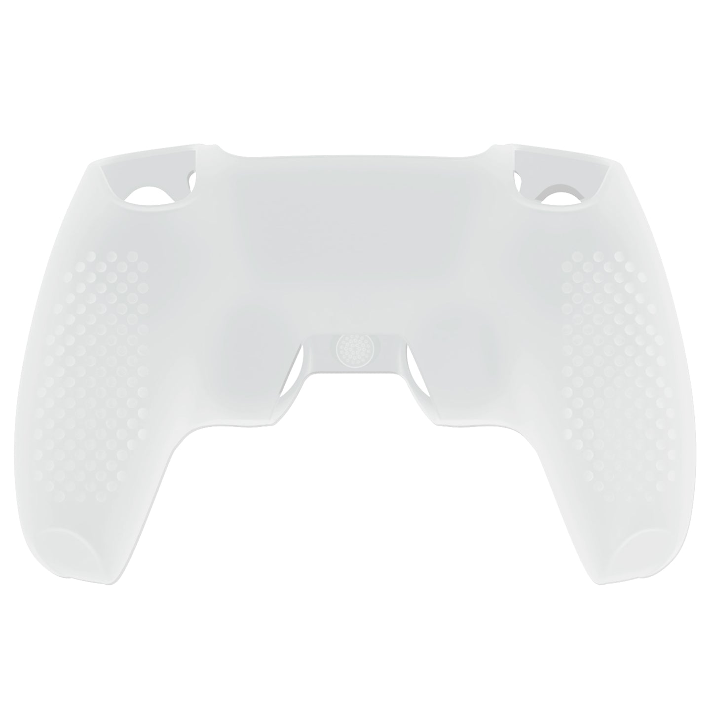 PlayVital 2 Set Upgraded 3D Studded Edition Anti-Slip Silicone Cover Skin with 6 Thumb Grips & 2 Stickers for PS5 Controller, Compatible with Charging Dock - Clear White PlayVital