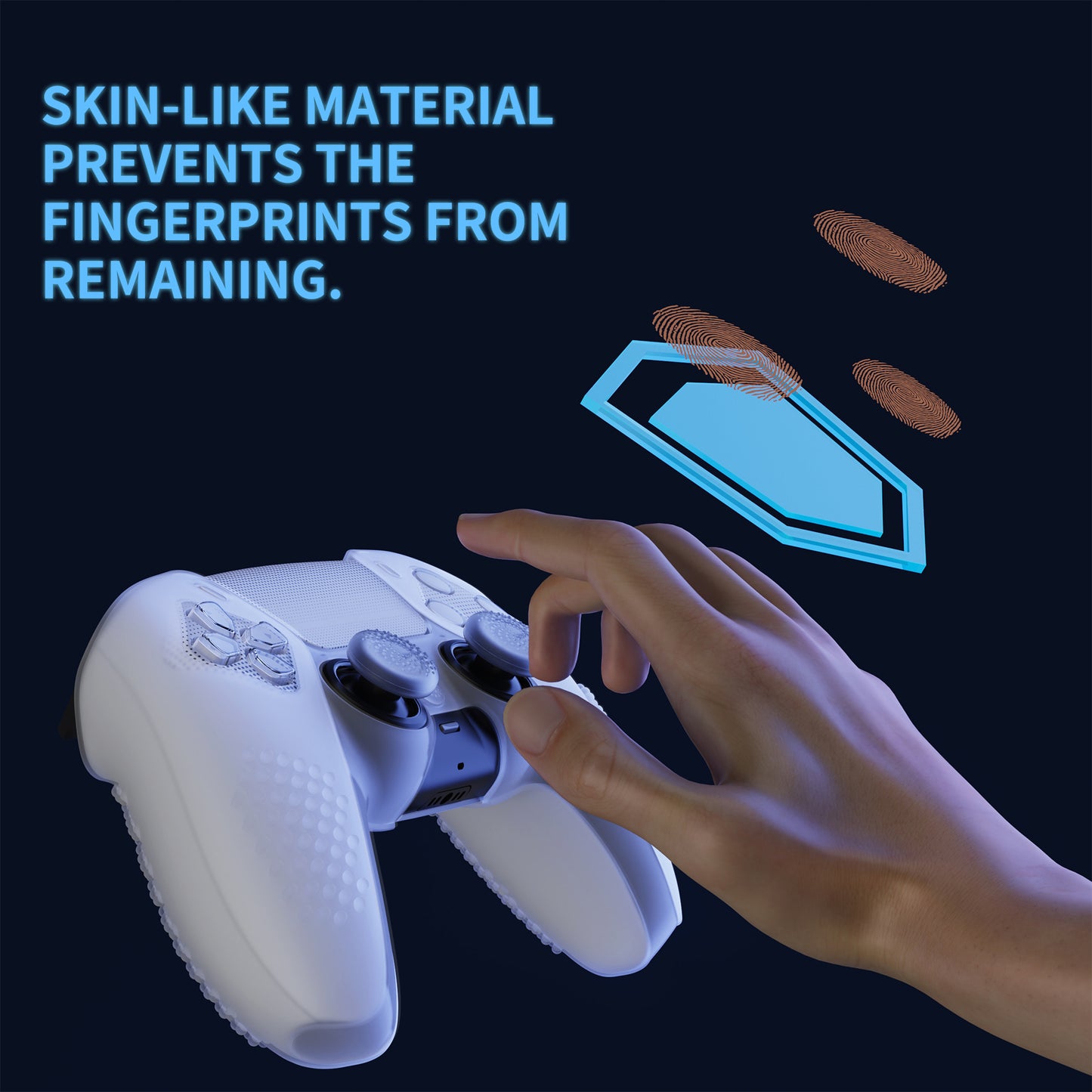 PlayVital 2 Set Upgraded 3D Studded Edition Anti-Slip Silicone Cover Skin with 6 Thumb Grips & 2 Stickers for PS5 Controller, Compatible with Charging Dock - Clear White PlayVital