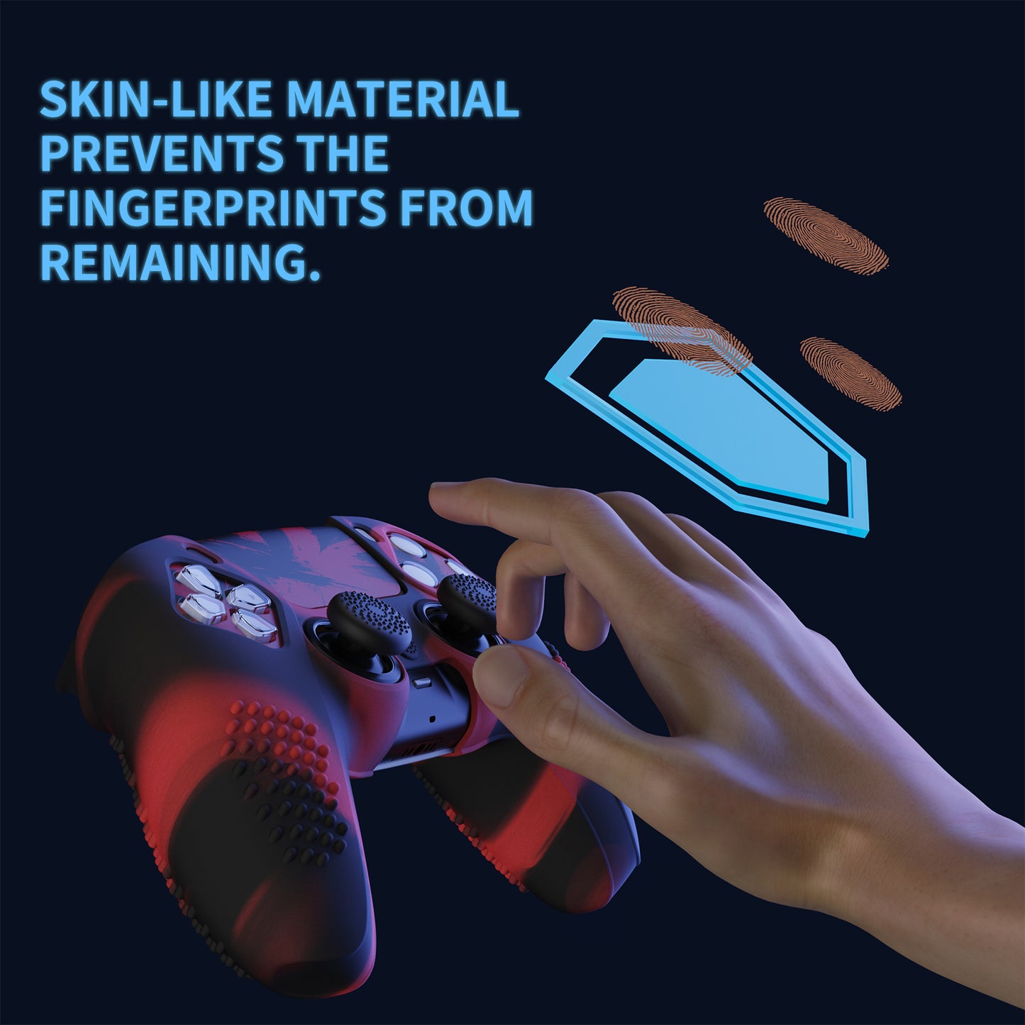 PlayVital 2 Set Upgraded 3D Studded Edition Anti-Slip Silicone Cover Skin with 6 Thumb Grips & 2 Stickers for PS5 Controller, Compatible with Charging Dock - Red & Black PlayVital