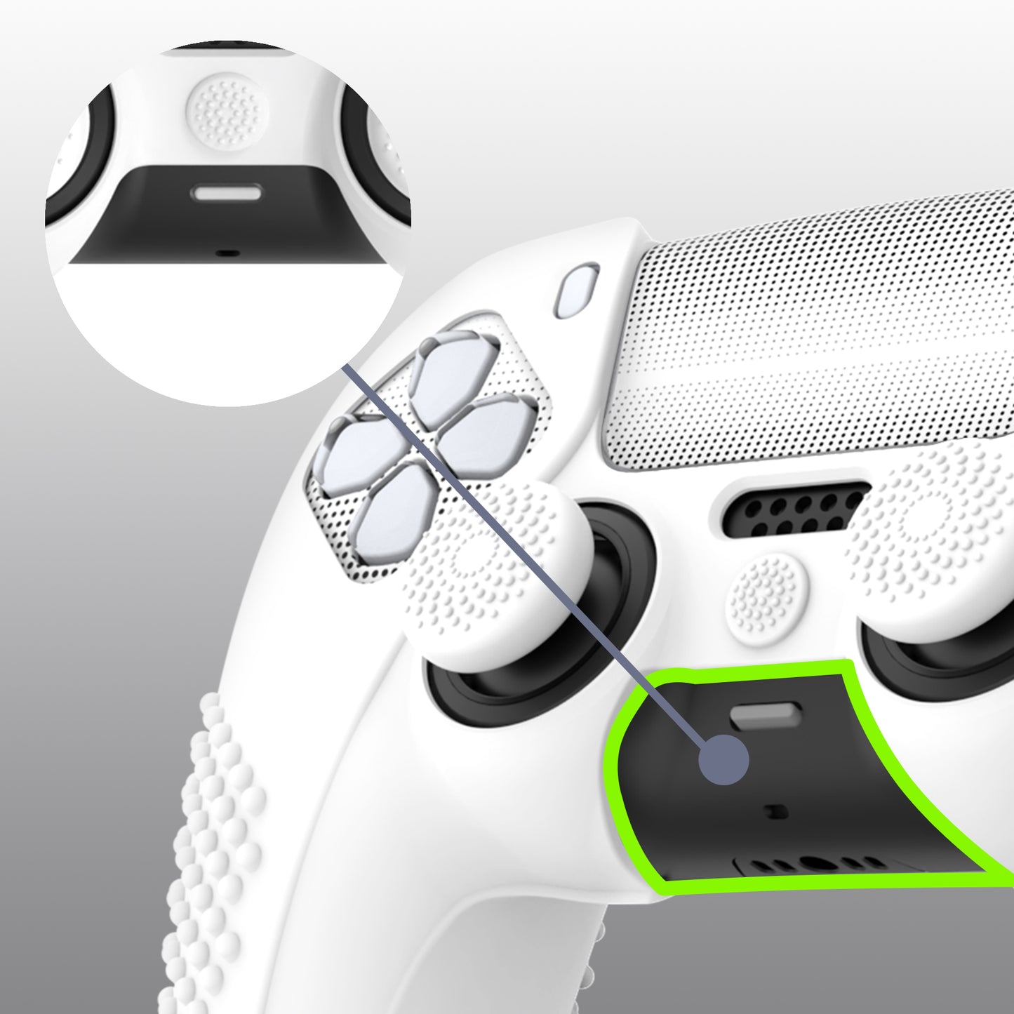 PlayVital 2 Set Upgraded 3D Studded Edition Anti-Slip Silicone Cover Skin with 6 Thumb Grips & 2 Stickers for PS5 Controller, Compatible with Charging Dock - White PlayVital