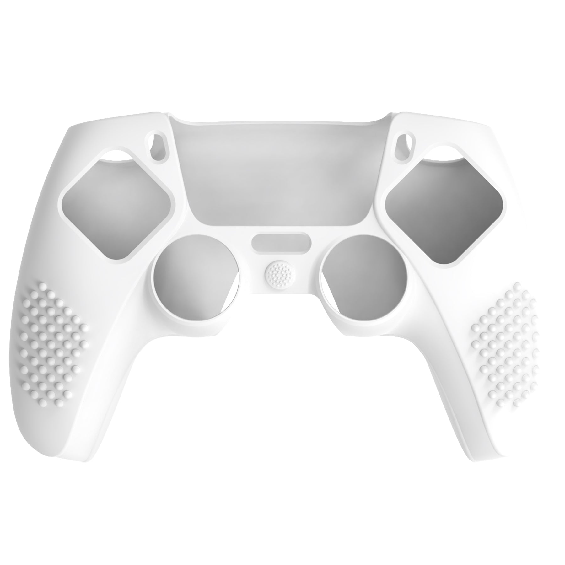 PlayVital 2 Set Upgraded 3D Studded Edition Anti-Slip Silicone Cover Skin with 6 Thumb Grips & 2 Stickers for PS5 Controller, Compatible with Charging Dock - White PlayVital