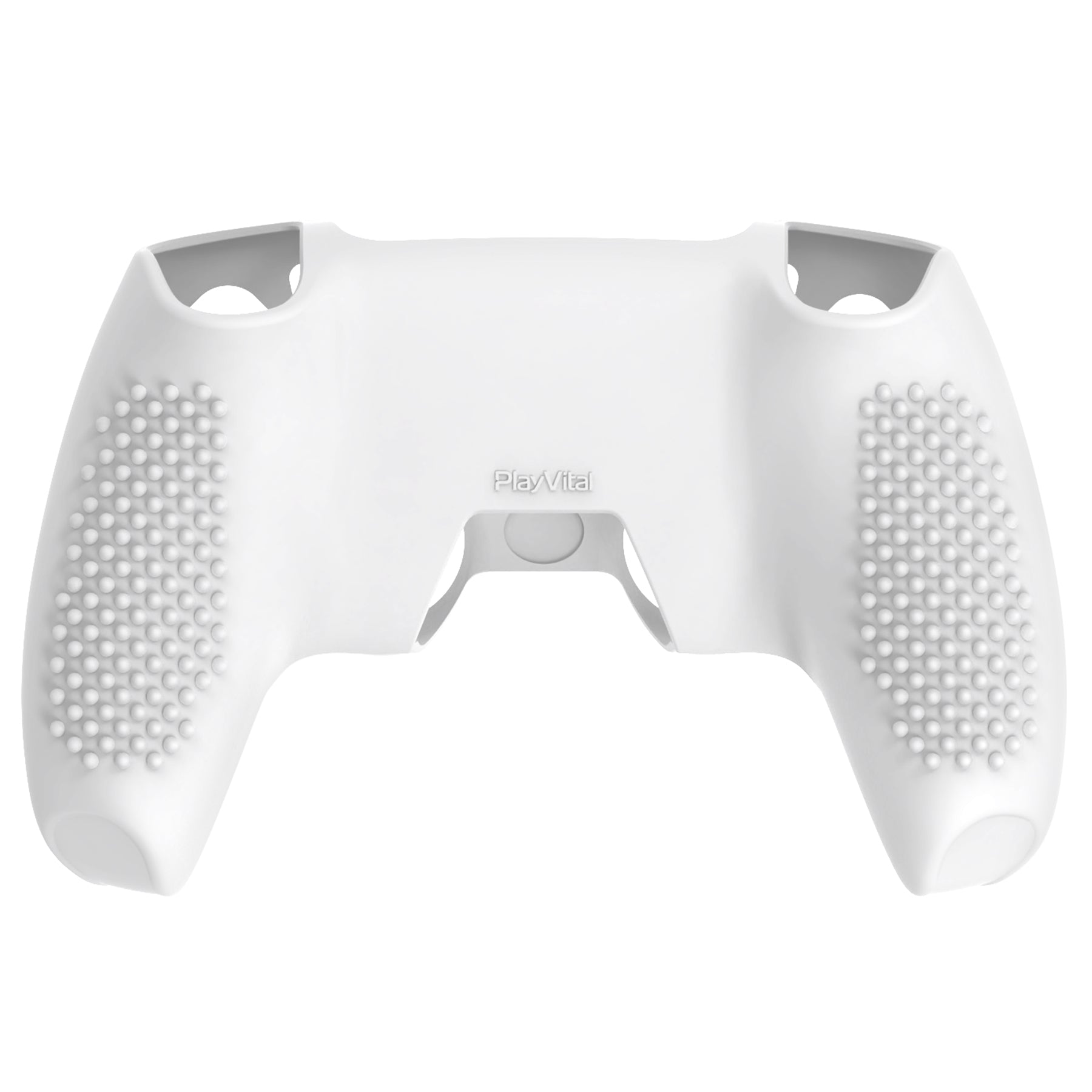 PlayVital 2 Set Upgraded 3D Studded Edition Anti-Slip Silicone Cover Skin with 6 Thumb Grips & 2 Stickers for PS5 Controller, Compatible with Charging Dock - White PlayVital