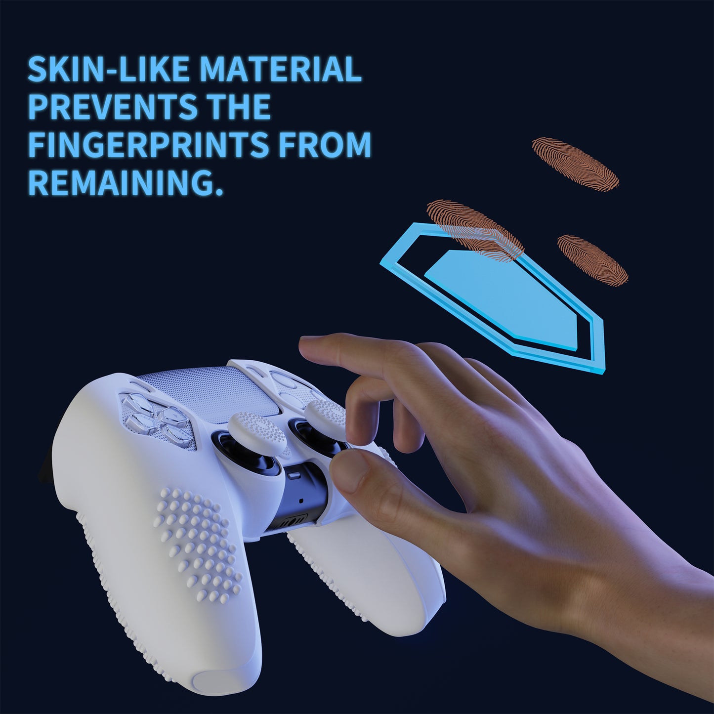 PlayVital 2 Set Upgraded 3D Studded Edition Anti-Slip Silicone Cover Skin with 6 Thumb Grips & 2 Stickers for PS5 Controller, Compatible with Charging Dock - White PlayVital