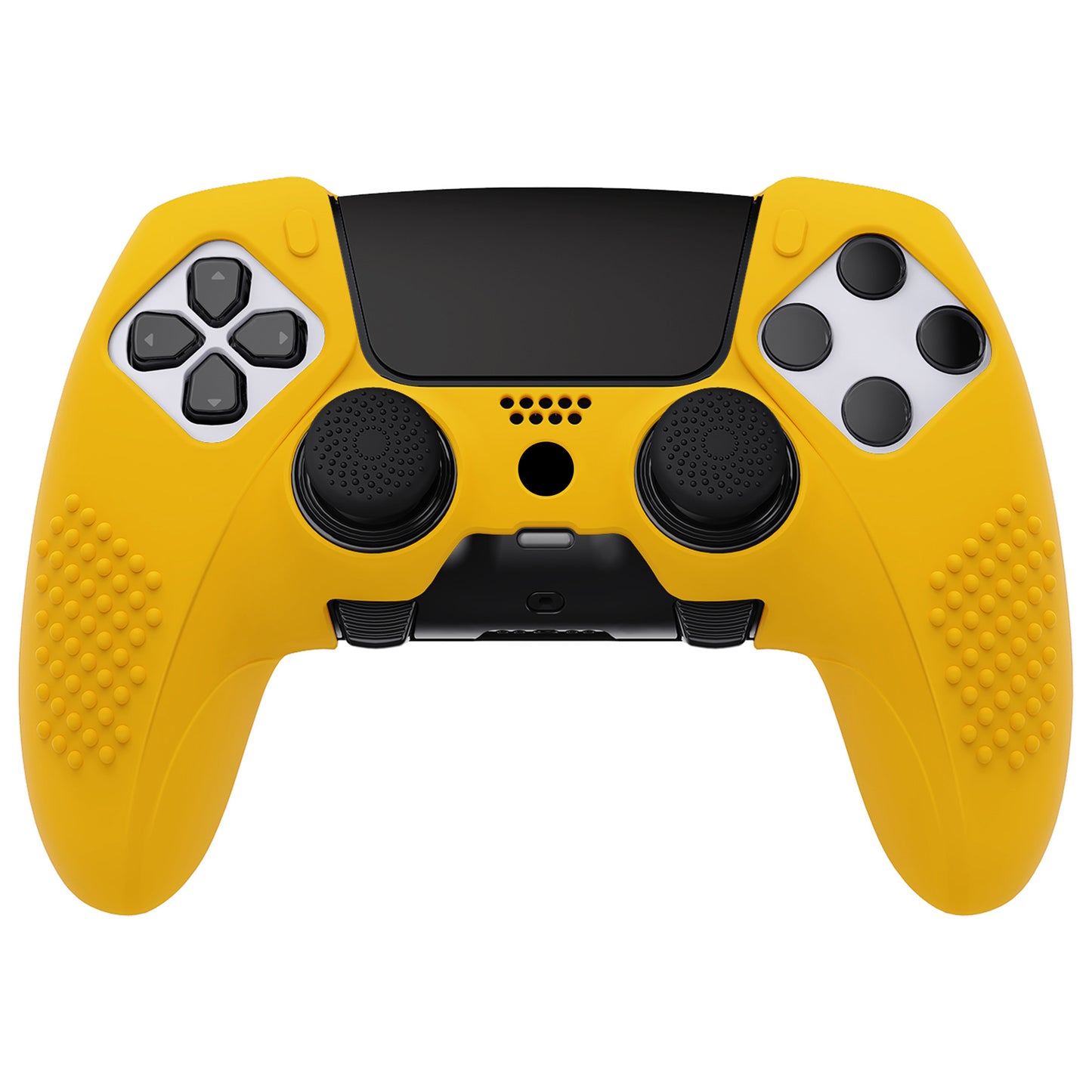 PlayVital 3D Studded Edition Anti-Slip Silicone Cover Case with Thumb Grip Caps for PS5 Edge Controller - Caution Yellow - ETPFP014 PlayVital