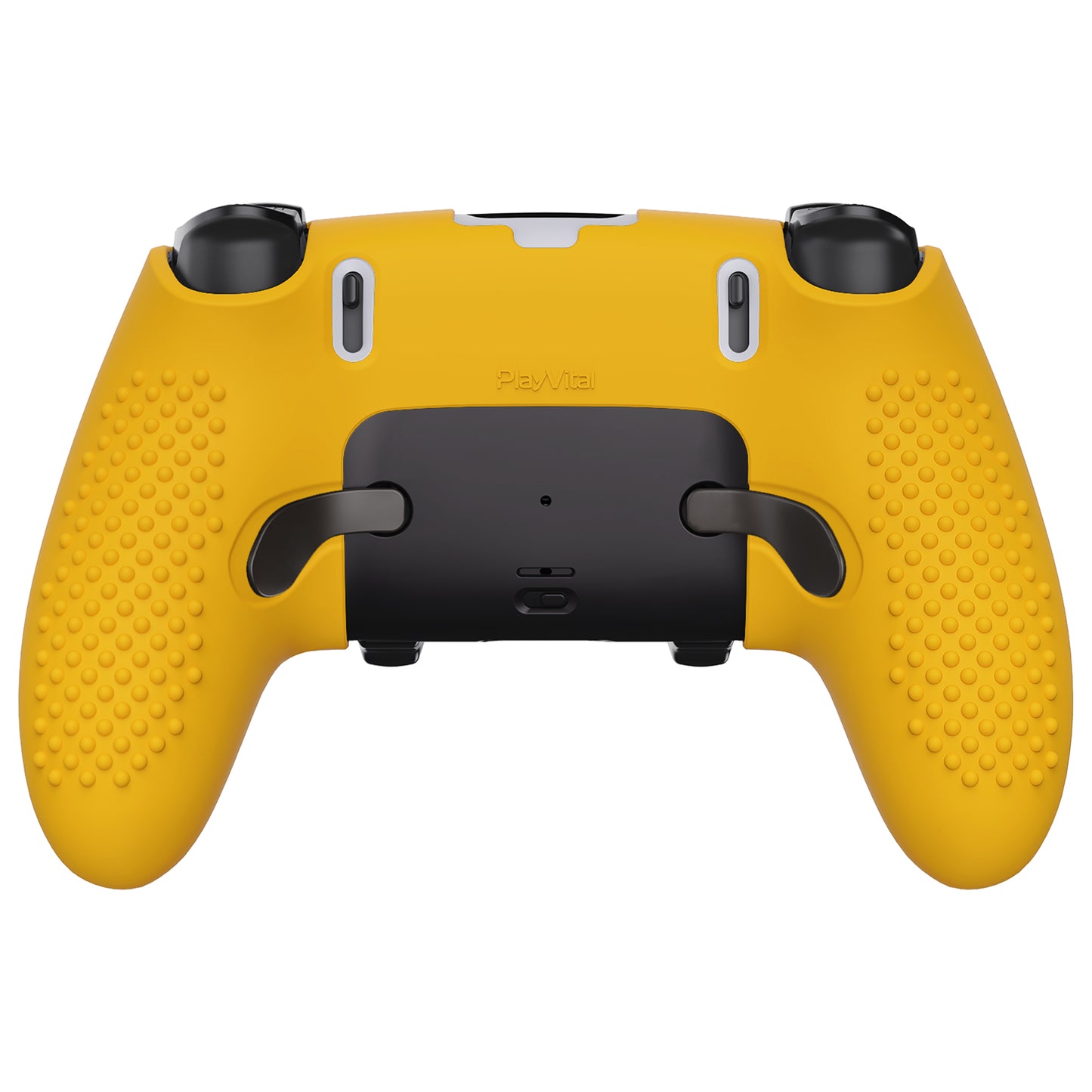 PlayVital 3D Studded Edition Anti-Slip Silicone Cover Case with Thumb Grip Caps for PS5 Edge Controller - Caution Yellow - ETPFP014 PlayVital