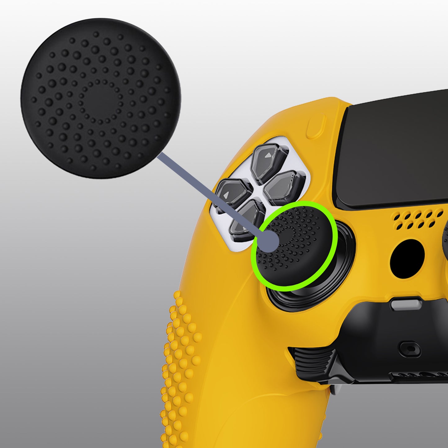 PlayVital 3D Studded Edition Anti-Slip Silicone Cover Case with Thumb Grip Caps for PS5 Edge Controller - Caution Yellow - ETPFP014 PlayVital