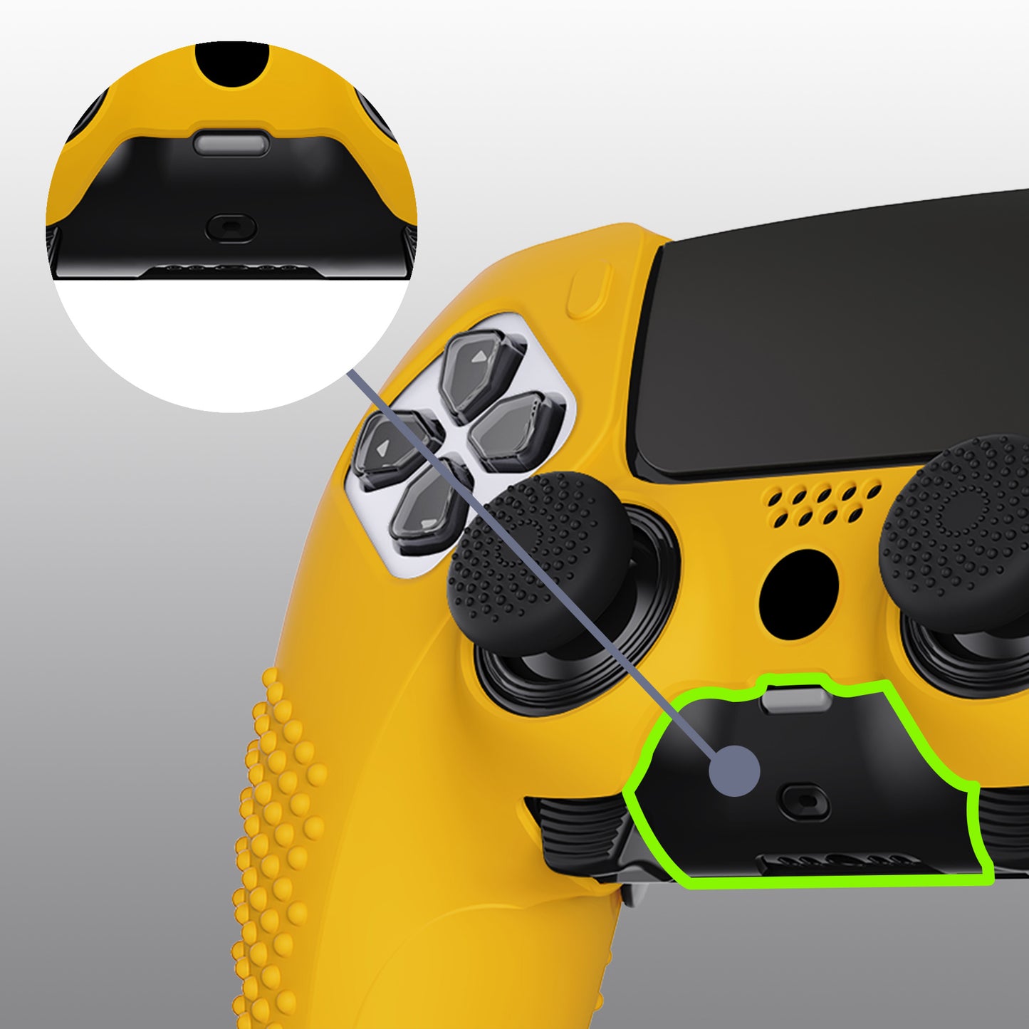 PlayVital 3D Studded Edition Anti-Slip Silicone Cover Case with Thumb Grip Caps for PS5 Edge Controller - Caution Yellow - ETPFP014 PlayVital