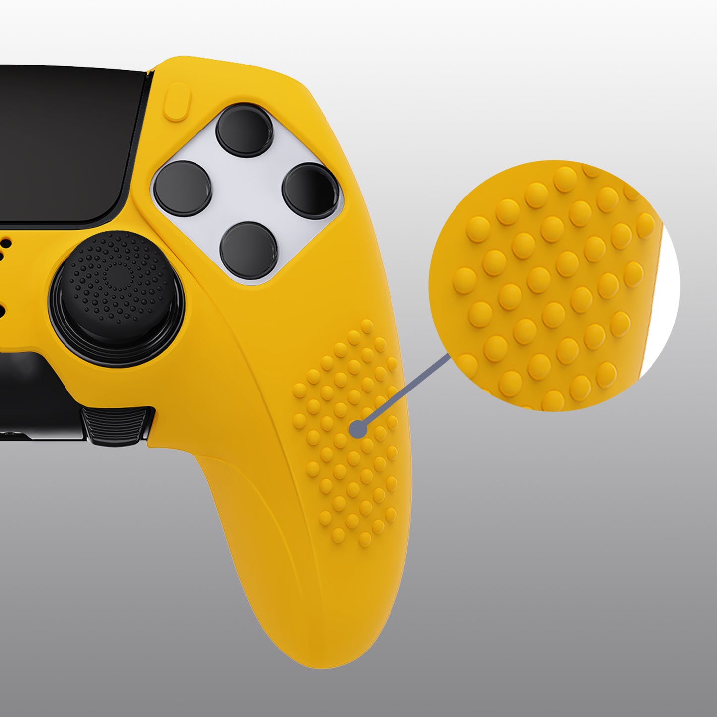 PlayVital 3D Studded Edition Anti-Slip Silicone Cover Case with Thumb Grip Caps for PS5 Edge Controller - Caution Yellow - ETPFP014 PlayVital