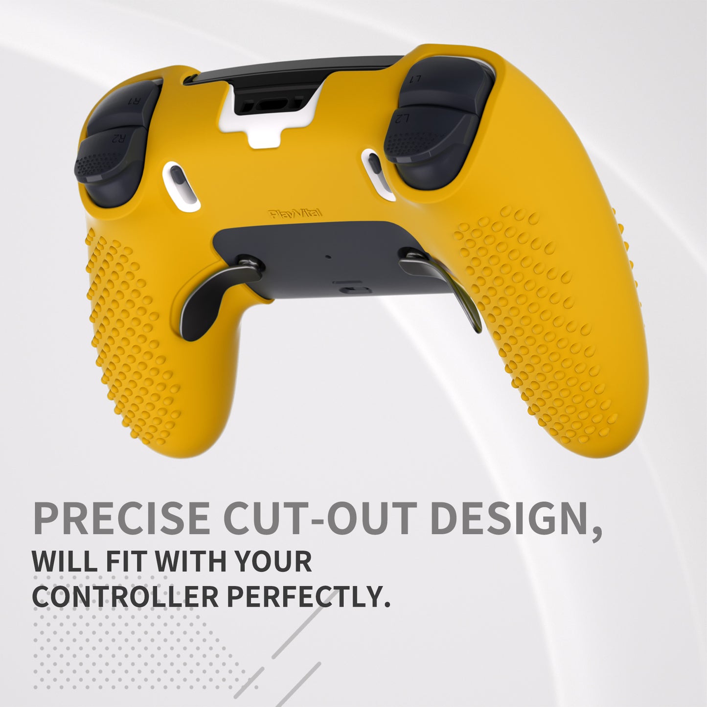 PlayVital 3D Studded Edition Anti-Slip Silicone Cover Case with Thumb Grip Caps for PS5 Edge Controller - Caution Yellow - ETPFP014 PlayVital