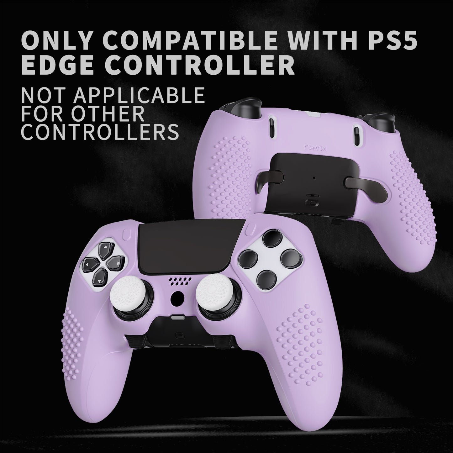 PlayVital 3D Studded Edition Anti-Slip Silicone Cover Case with Thumb Grip Caps for PS5 Edge Controller - Mauve Purple - ETPFP011 PlayVital