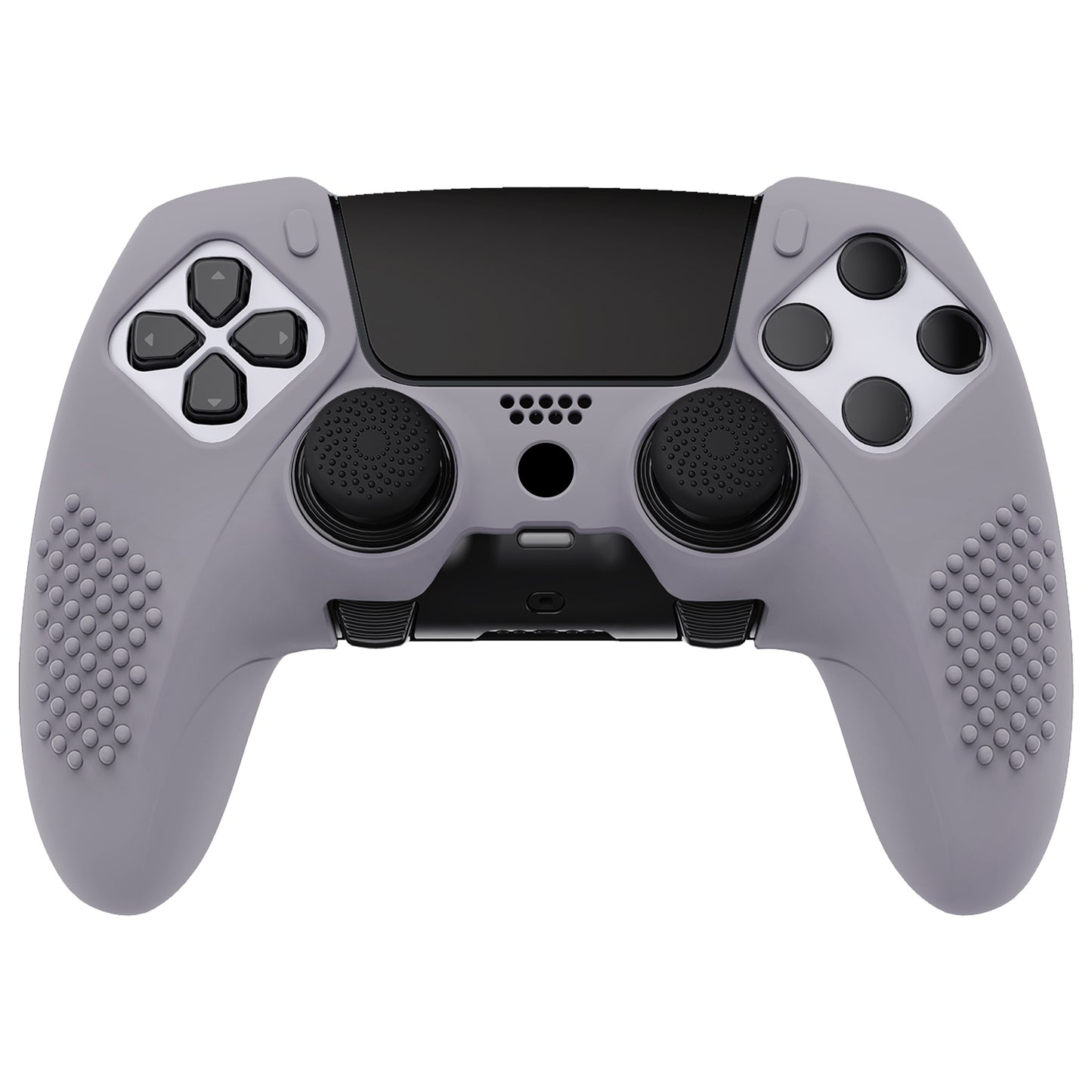 PlayVital 3D Studded Edition Anti-Slip Silicone Cover Case with Thumb Grip Caps for PS5 Edge Controller - Metallic Gray - ETPFP013 PlayVital
